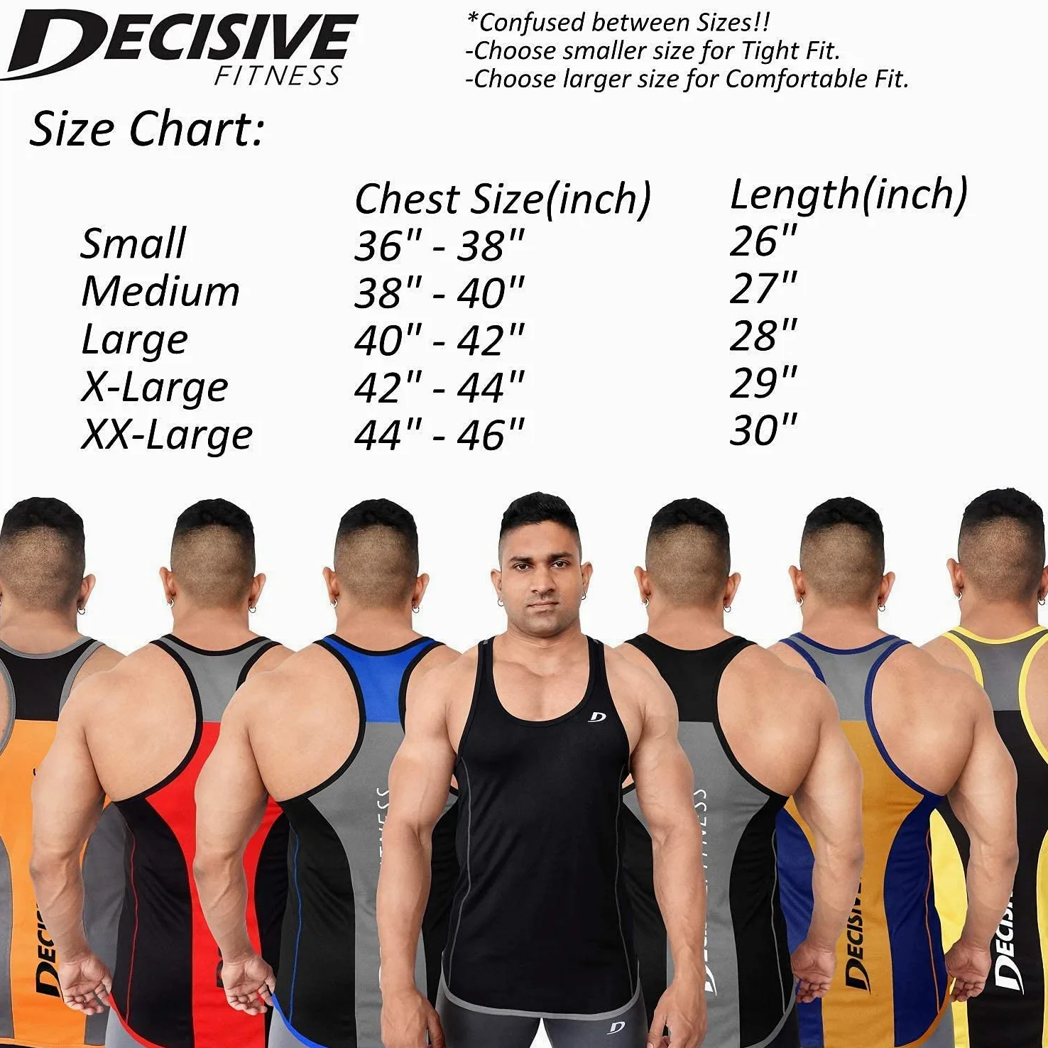 DECISIVE Sando - Camiseta de tirantes para hombre, ajuste delgado, 3 tonos, paquete combinado
