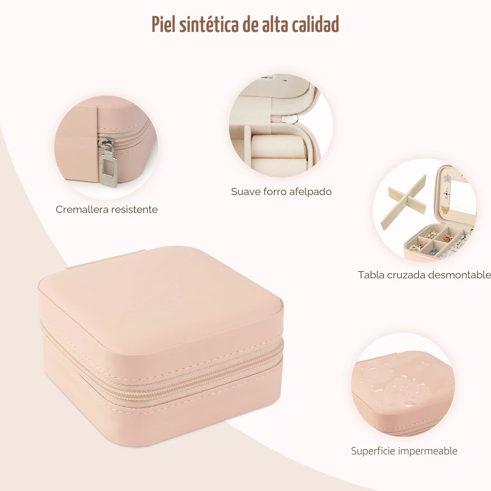 Talifoca Joyero de Viaje con Espejo, Pequeño, de Cuero PU para Pendientes, Anillos y Cadenas