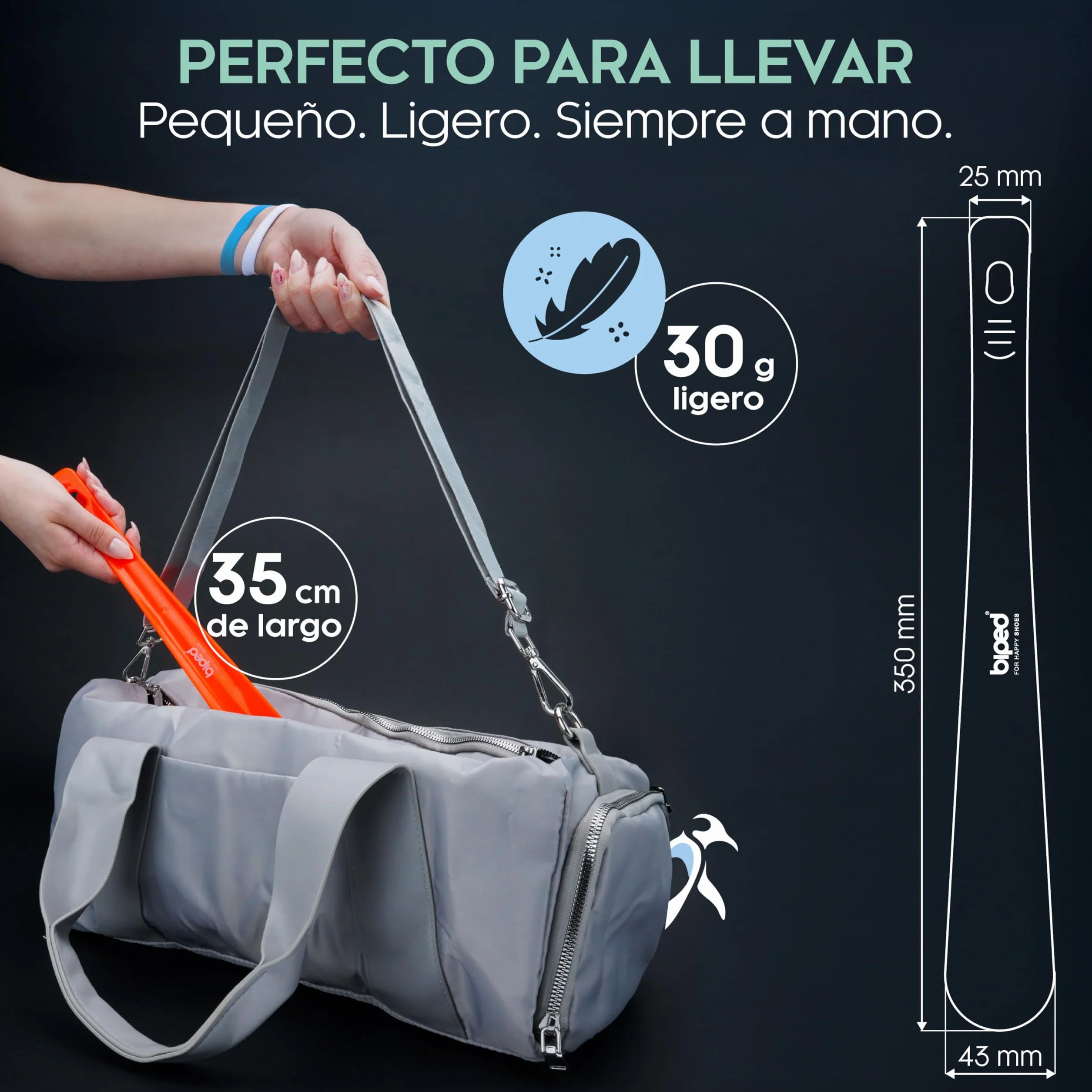 Calzador plastico 35 cm con agujero para colgar z1555 antracita metalizado