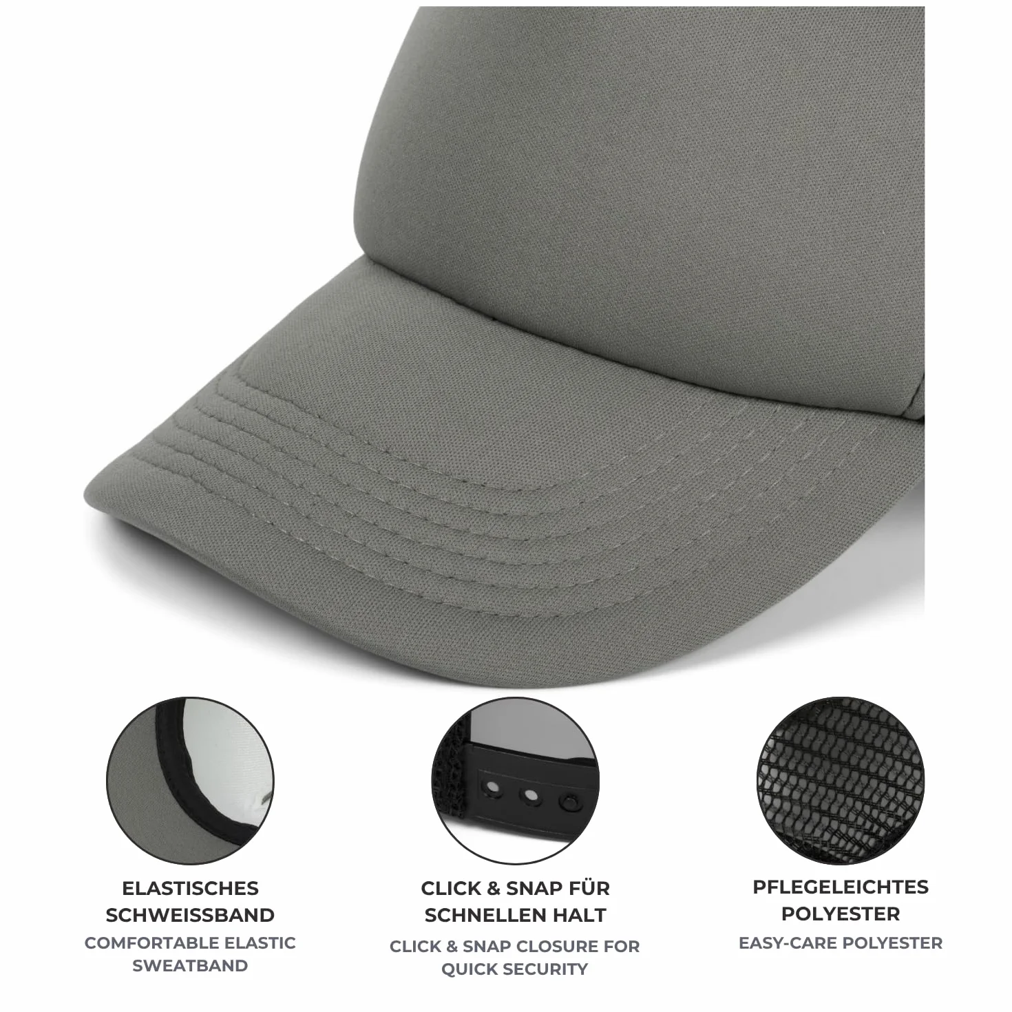 styleBREAKER Gorra de Camionero 5 Paneles Malla Transpirable Cierre Ajustable Clic