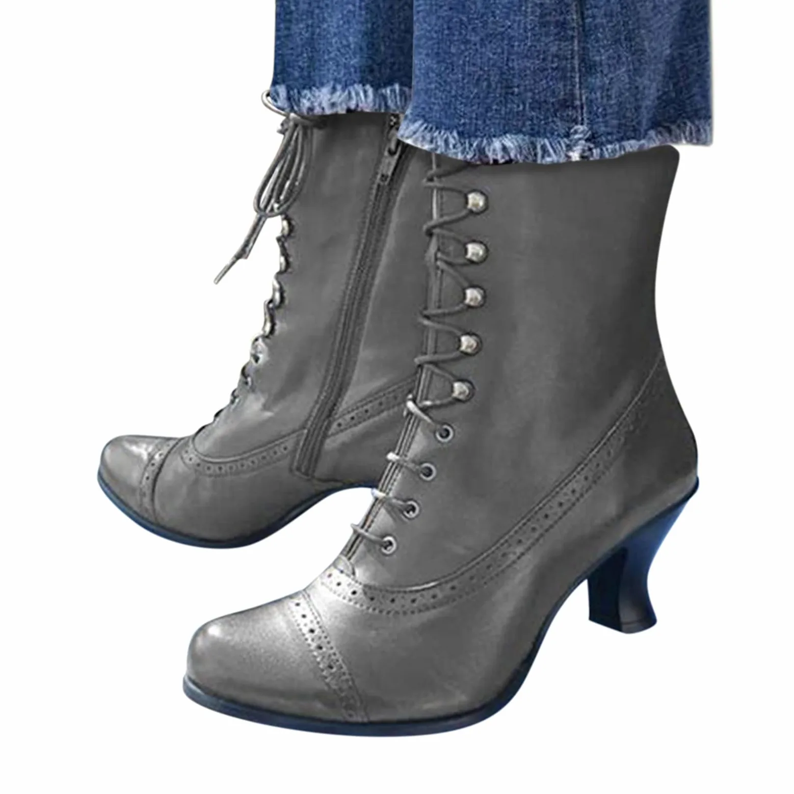 Botas de Vestir Rujer Zapatos tacón Empalme Tobillo Botas Estampadas Mujer Altas Mujer