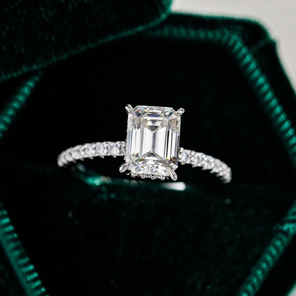 Anillo de boda para mujer, oro, alianzas halo con moissanite de 1 ct, anillo de compromiso de oro blanco, oro auténtico