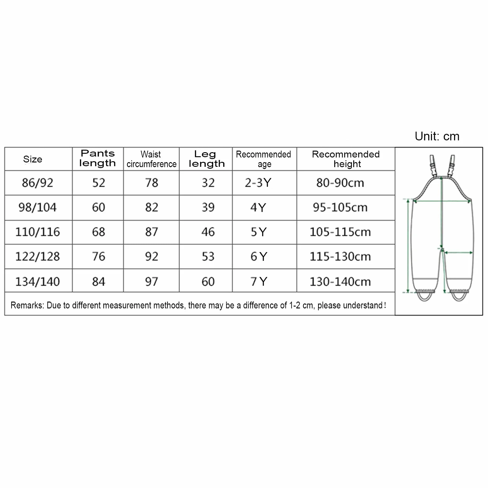 Pantalon Impermeable para Niños Niñas,Unisex Outdoor Pantalón de Agua Impermeable Pantalones de Barro Mono Lluvia 80-140 cm