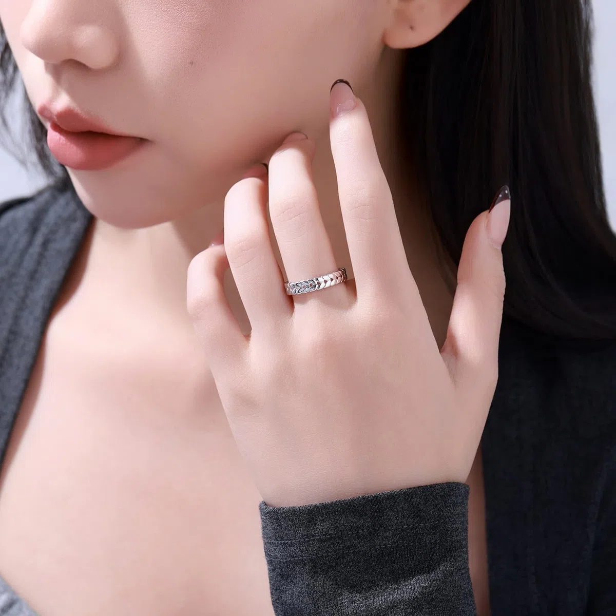 Anillo de compromiso de oro blanco de 9 K/14 K/18 K, joyas de oro auténtico, espiga de trigo blanco y oro Au 375/585/750, talla 47-65