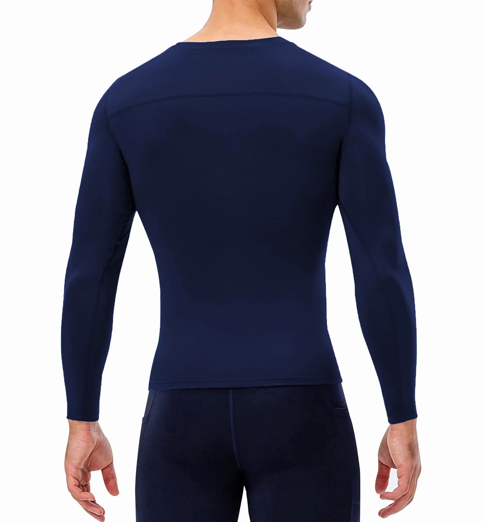 Camisas de compresión de manga larga para hombre, ropa interior deportiva fresca y seca, camiseta de entrenamiento atlético, capa base, para correr, paquete de 1/2 unidades