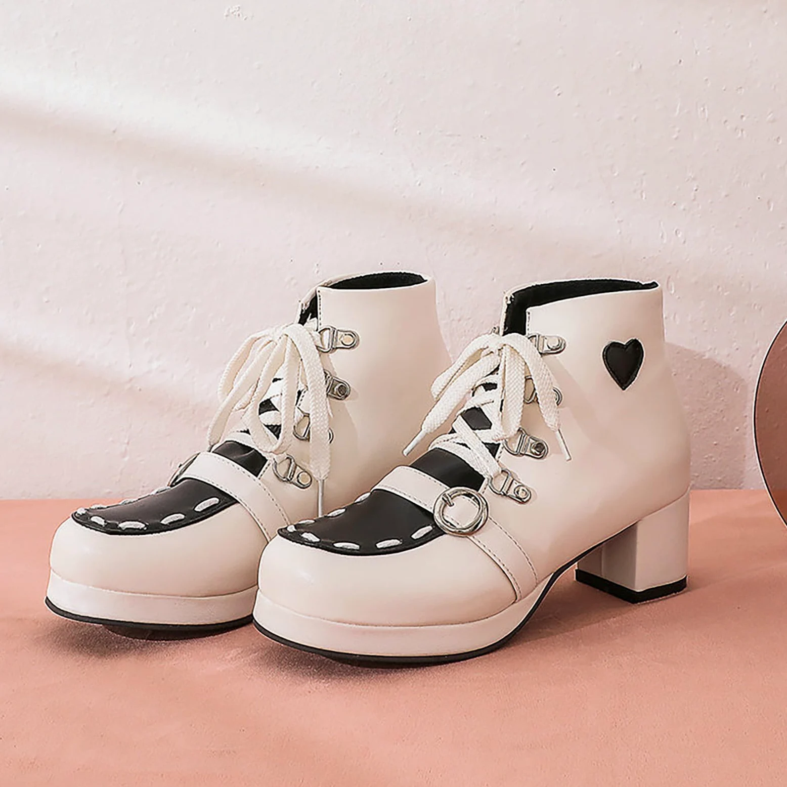Genérico Botines Mujer Vestir con Cordones Plataforma Botas Punta Redonda Elegantes Zapatos Suaves Cómodas Caminar Bota Informales Antideslizantes Botin para Otoño Invierno Días Fríos y Uso Diario