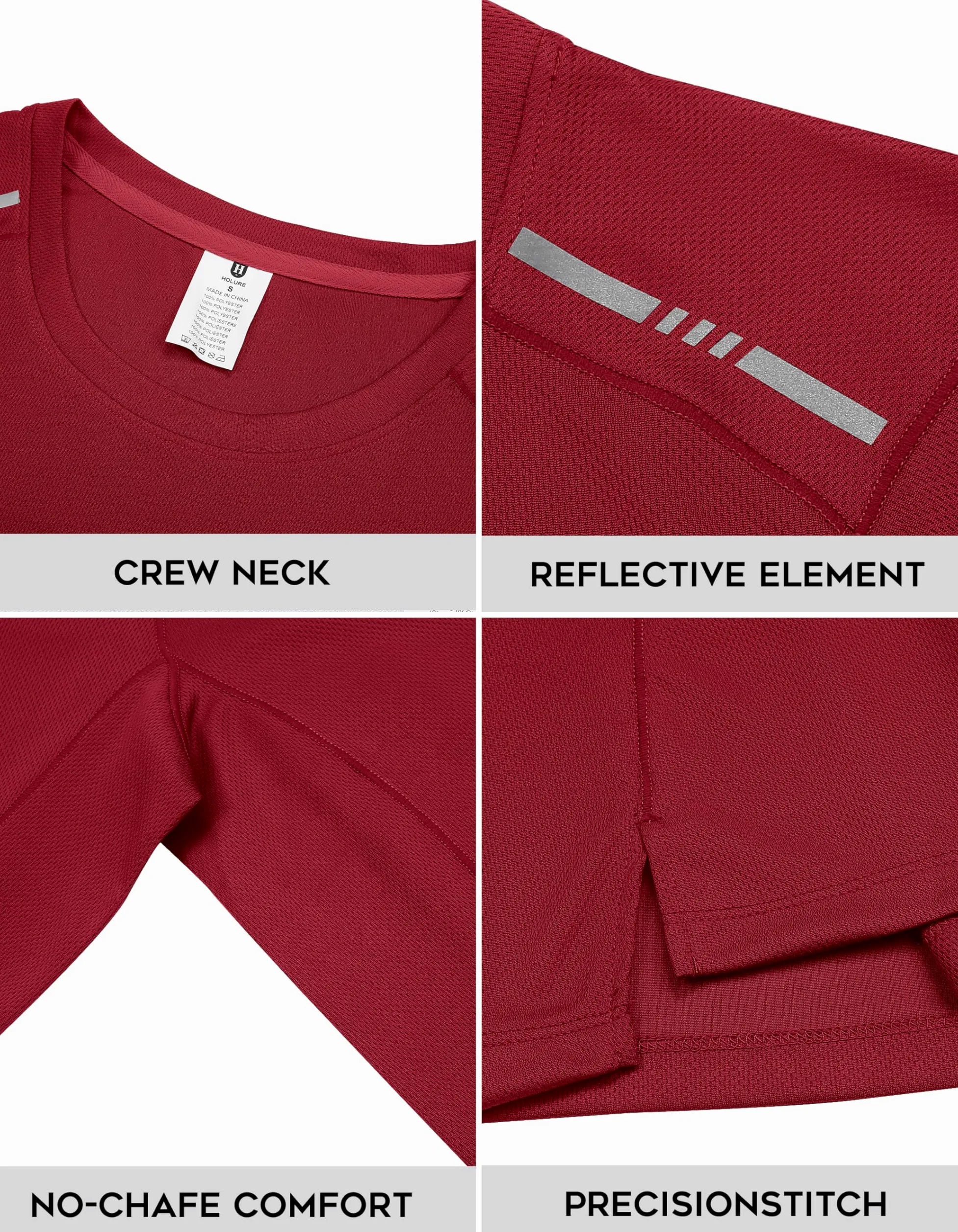 Holure Paquete de 3 o 5 camisetas de entrenamiento para hombre, camiseta de secado rápido, absorbe la humedad, camisetas de manga larga atléticas con costuras reflectantes y planas