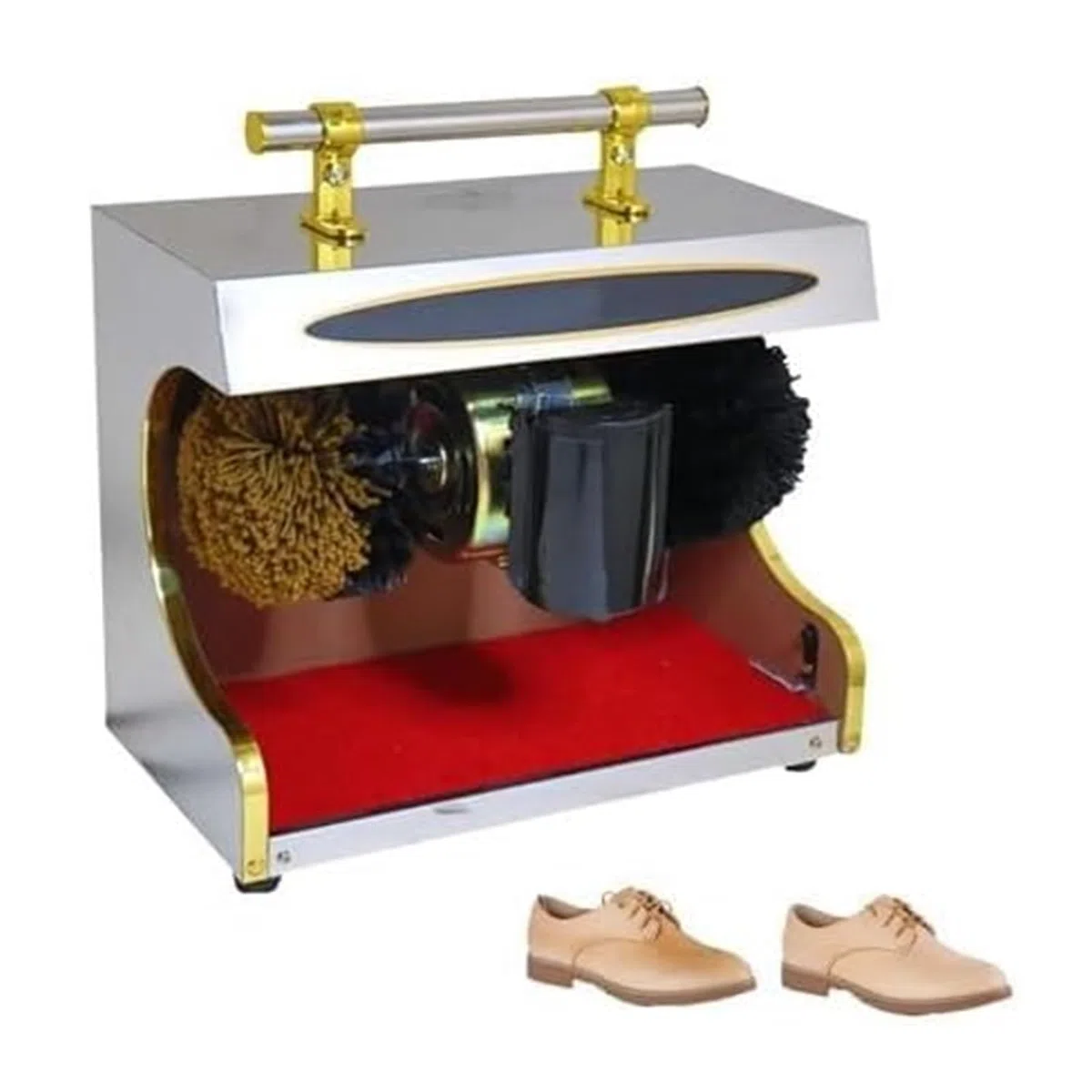 Pulidora automática de zapatos con funciones de pulido de polvo e iluminación, doble cepillo, ideal para el hogar, hotel, oficina y uso comercial