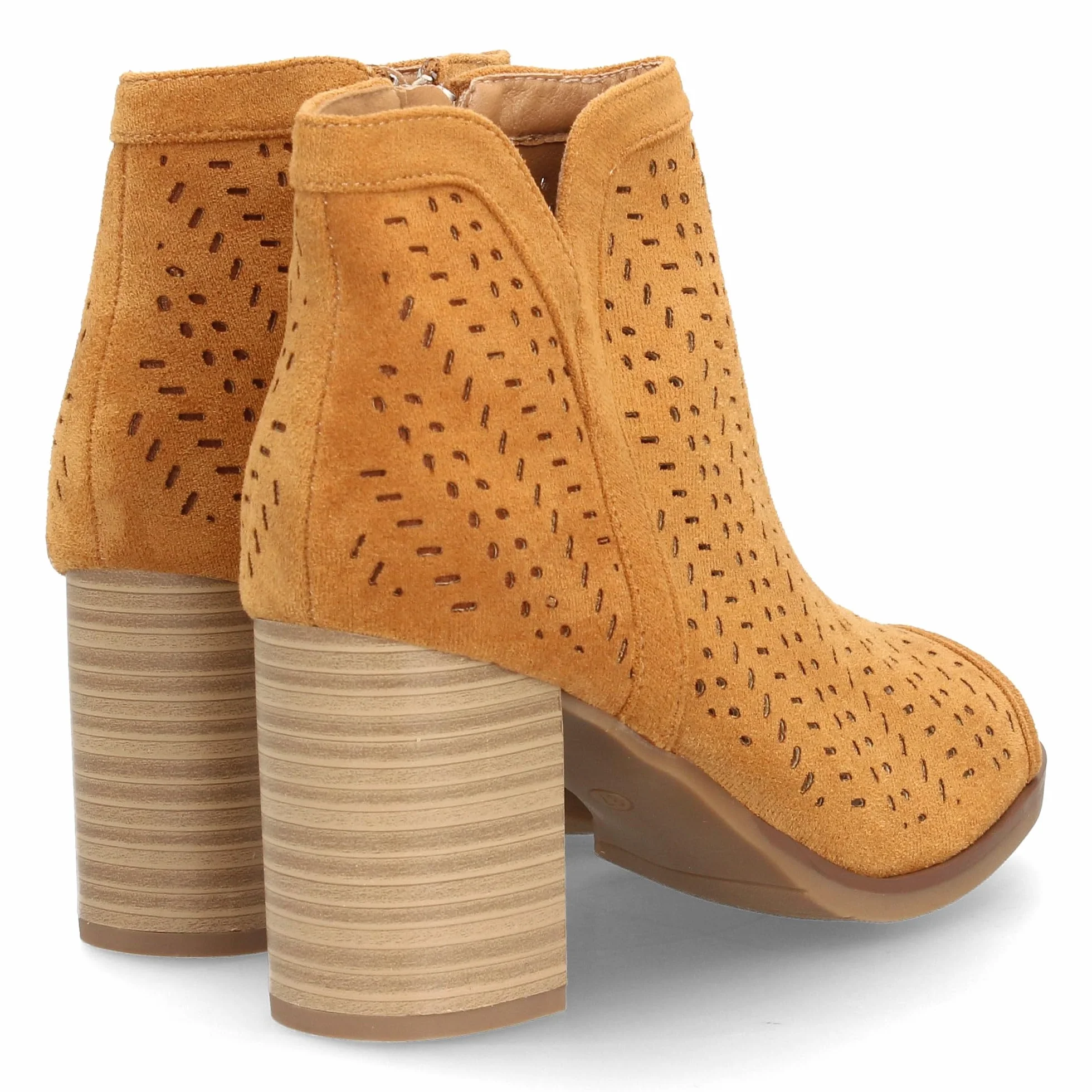 Botin de Tacon para Mujer con Calados Punta Abierta Cremallera Talon Primavera Verano