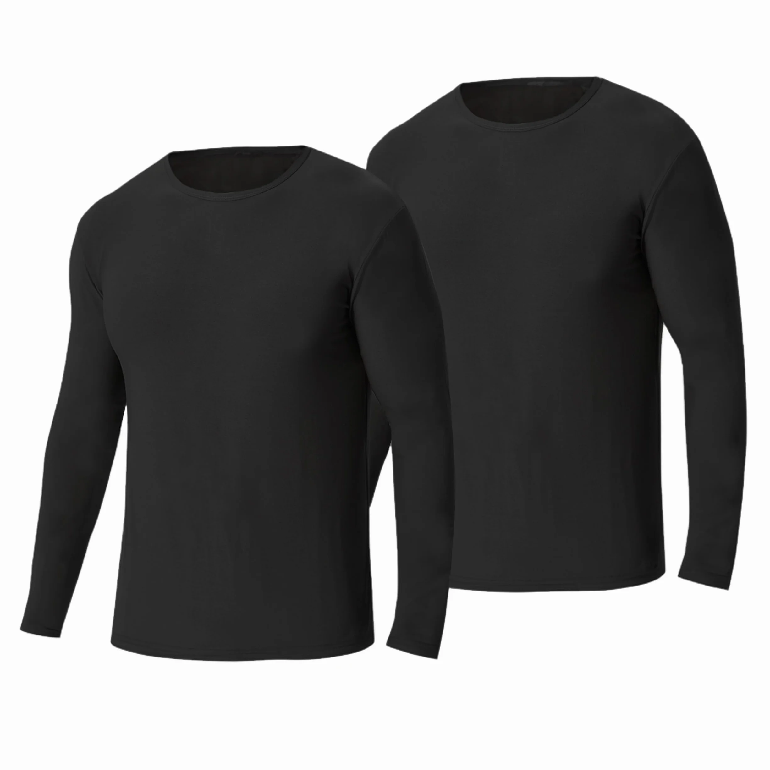 Pack de 2 unidades de ropa interior térmica para hombre, ropa interior funcional de invierno, cuello redondo, camiseta térmica de manga larga, ropa interior térmica de esquí