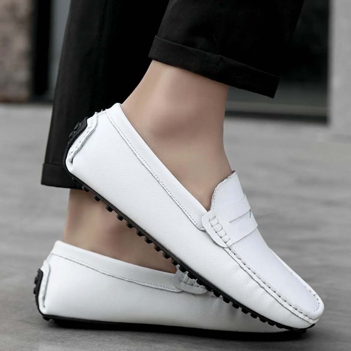 Mocasines para Hombre de Cuero Moda Slip-on Shoes Driver Shoes Casual Flat Shoes 38-49 EU