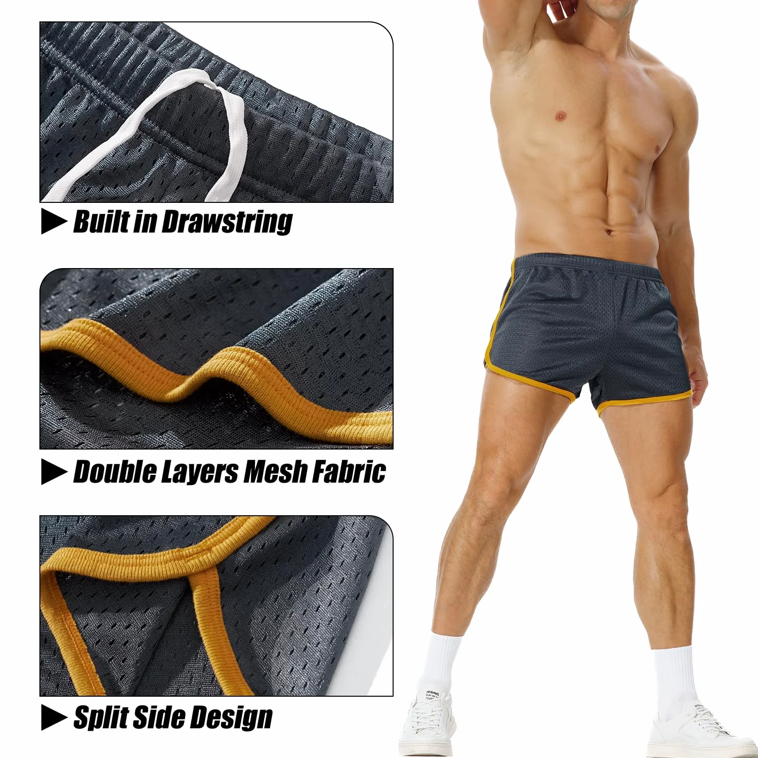 AIMPACT Pantalones Cortos Deportivos de Malla de Secado rápido para Hombre, Pantalones Cortos de Entrenamiento, Pantalones Cortos de Verano