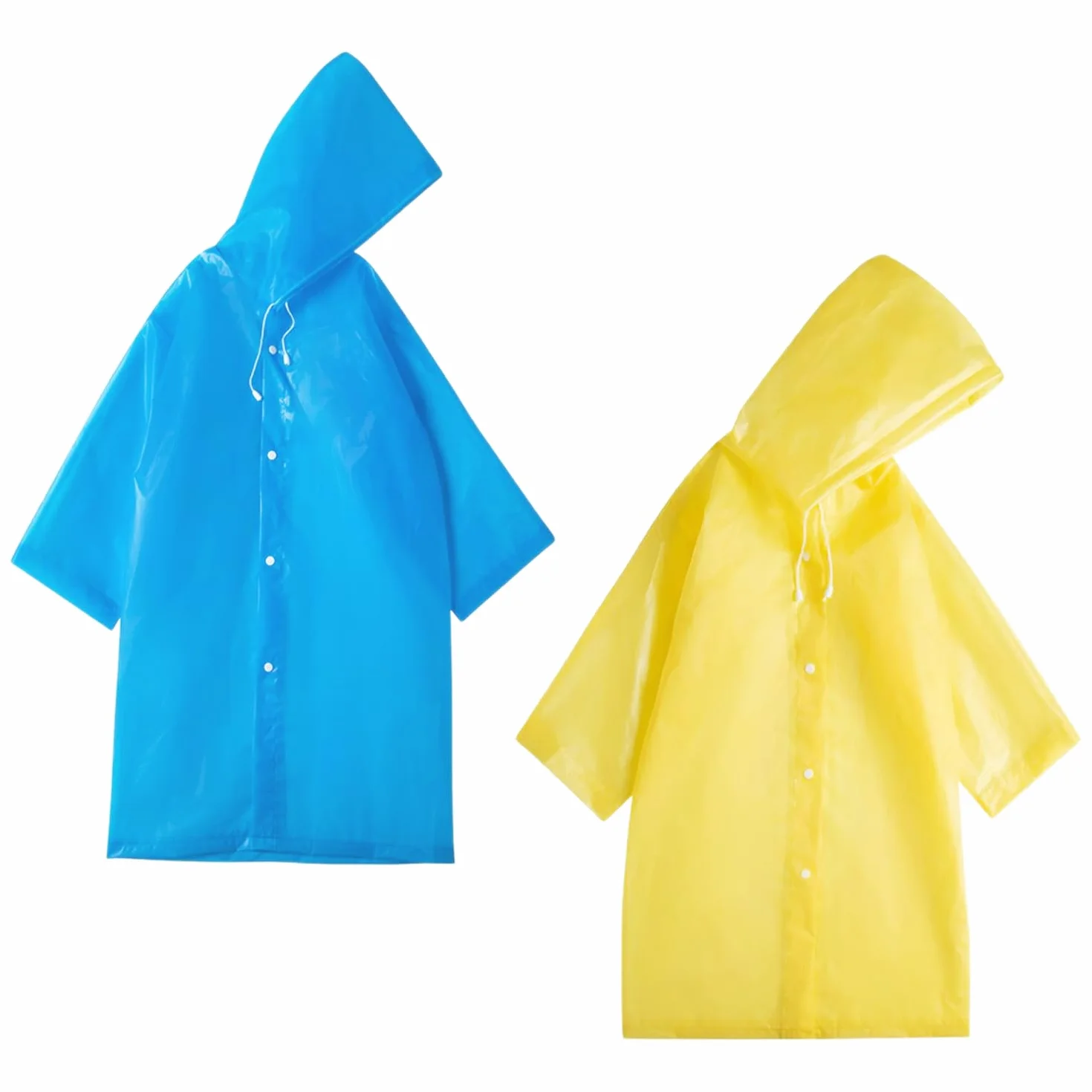 2 chubasquero impermeable, reutilizable para niños y niñas, poncho EVA transpirable (azul, amarillo), azul/amarillo, 60-68