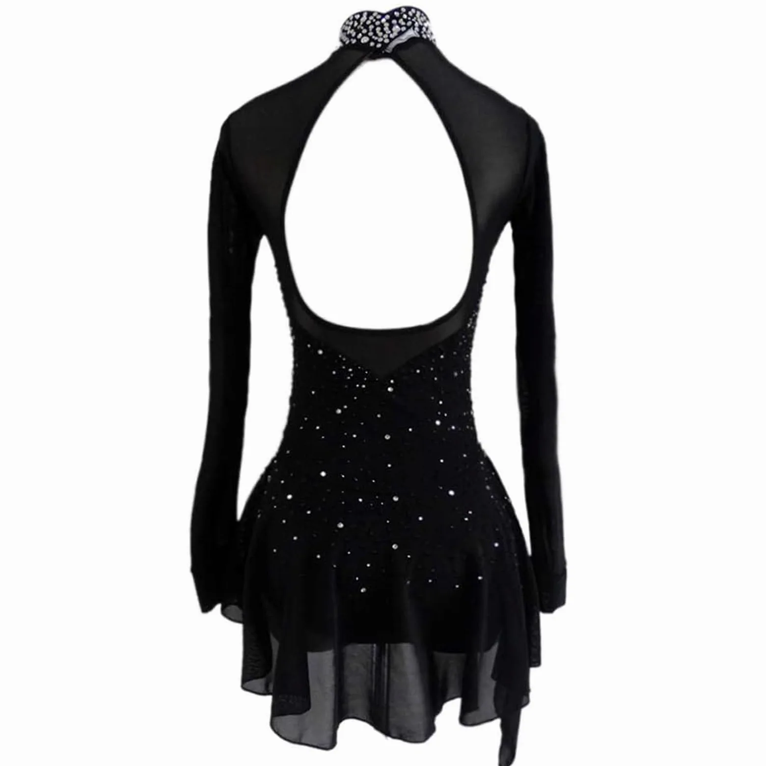 LIUHUO Vestido de patinaje artístico para niñas y mujeres, hecho a mano, con cristales de calidad, manga larga, transpirable