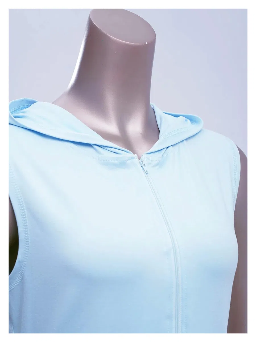 Vestido Deportivo Vestido de Tenis con Capucha for Mujer, Moda Golf, bádminton, sin Mangas, Media Cremallera, minivestidos Vestido Padel Mujer(Blue,L)