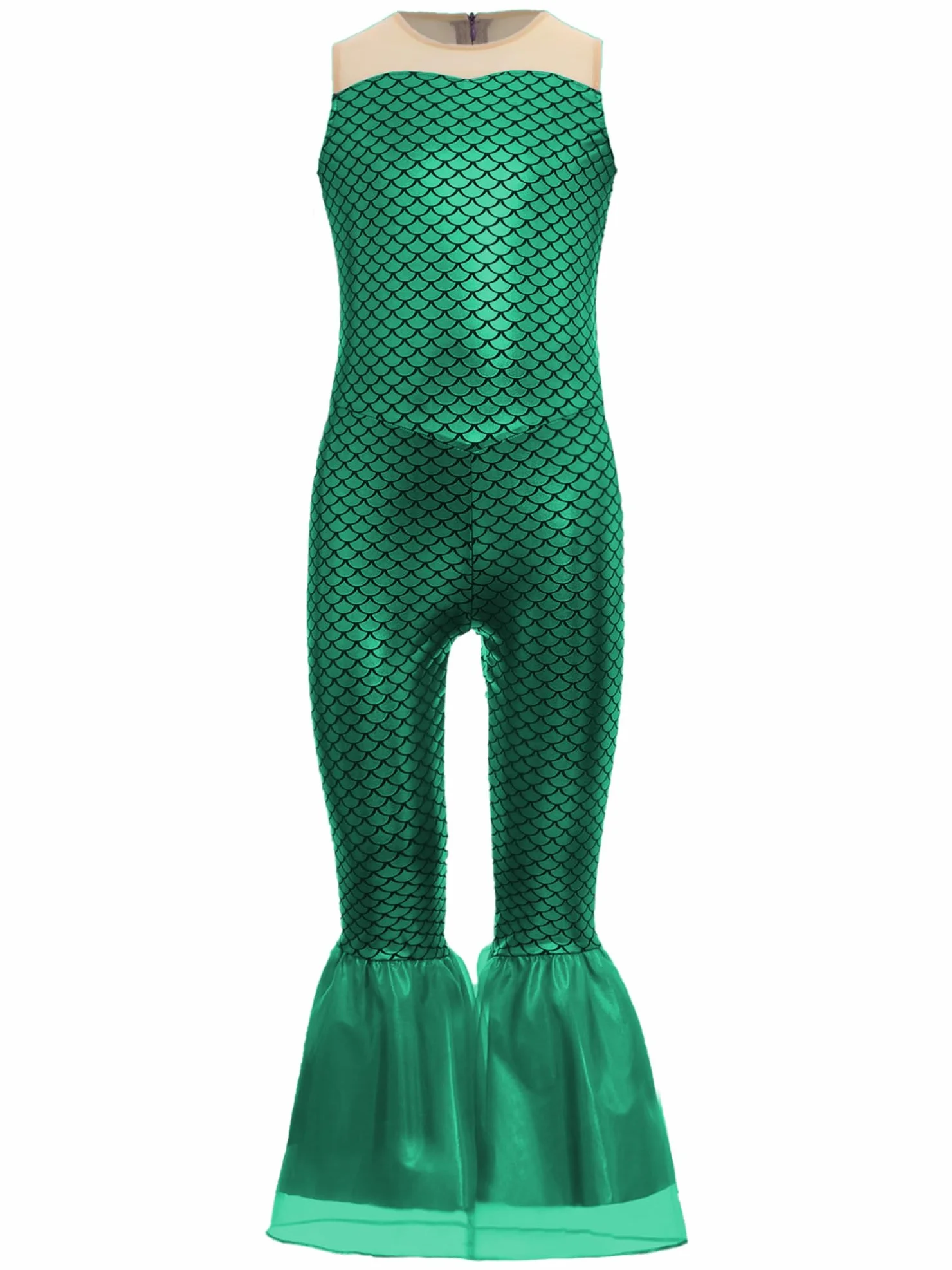 TiaoBug Mono De Sirena Sin Mangas Para Niña Con Estampado De Escamas De Pez Traje De Cuerpo Entero Con Pantalones Acampanados Jumpsuit Danza