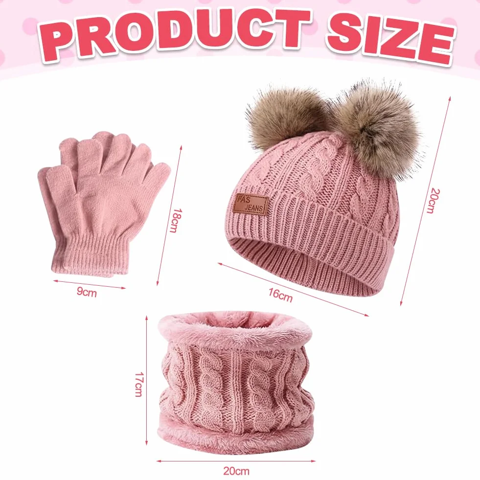 Set de Bufanda Gorro y Guantes para Niño Invierno, Lana y Polar 2-6 Años