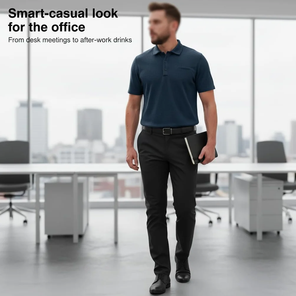 Camisa Hombre Manga Corta Verano Elastizada Secado Rapido Transpirable Golf Uso Diario Regalo