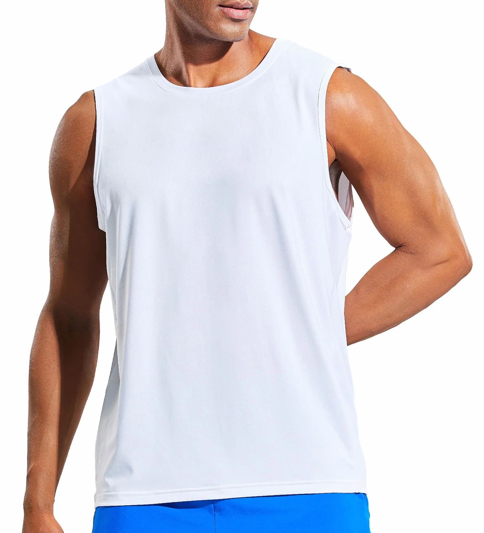 MIER Camiseta sin mangas para hombre, de ajuste seco, para correr, atletismo, gimnasio, deportes, entrenamiento, absorbe la humedad