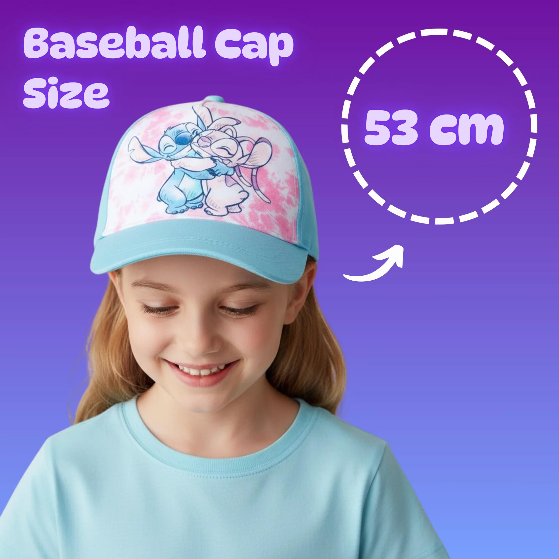 Disney Stitch y Angel Gorro para Niñas, Gorra de Beisbol Verano Infantil