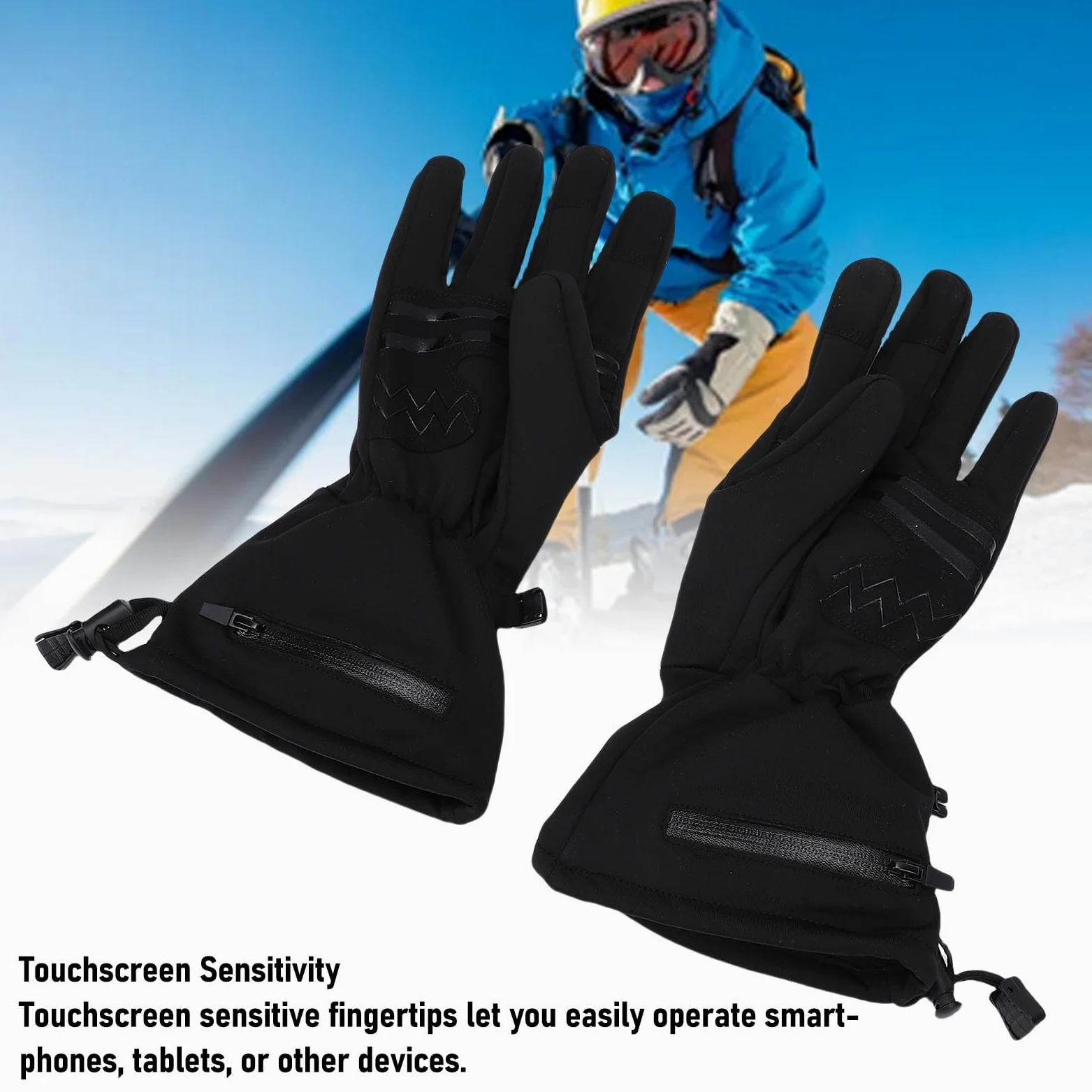 POENVFPO Térmicos con Pantalla Táctil, Manoplas Térmicas Recargables, Térmicos Eléctricos Impermeables para Esquí, Senderismo, Ciclismo con Potencia de 7,4 W