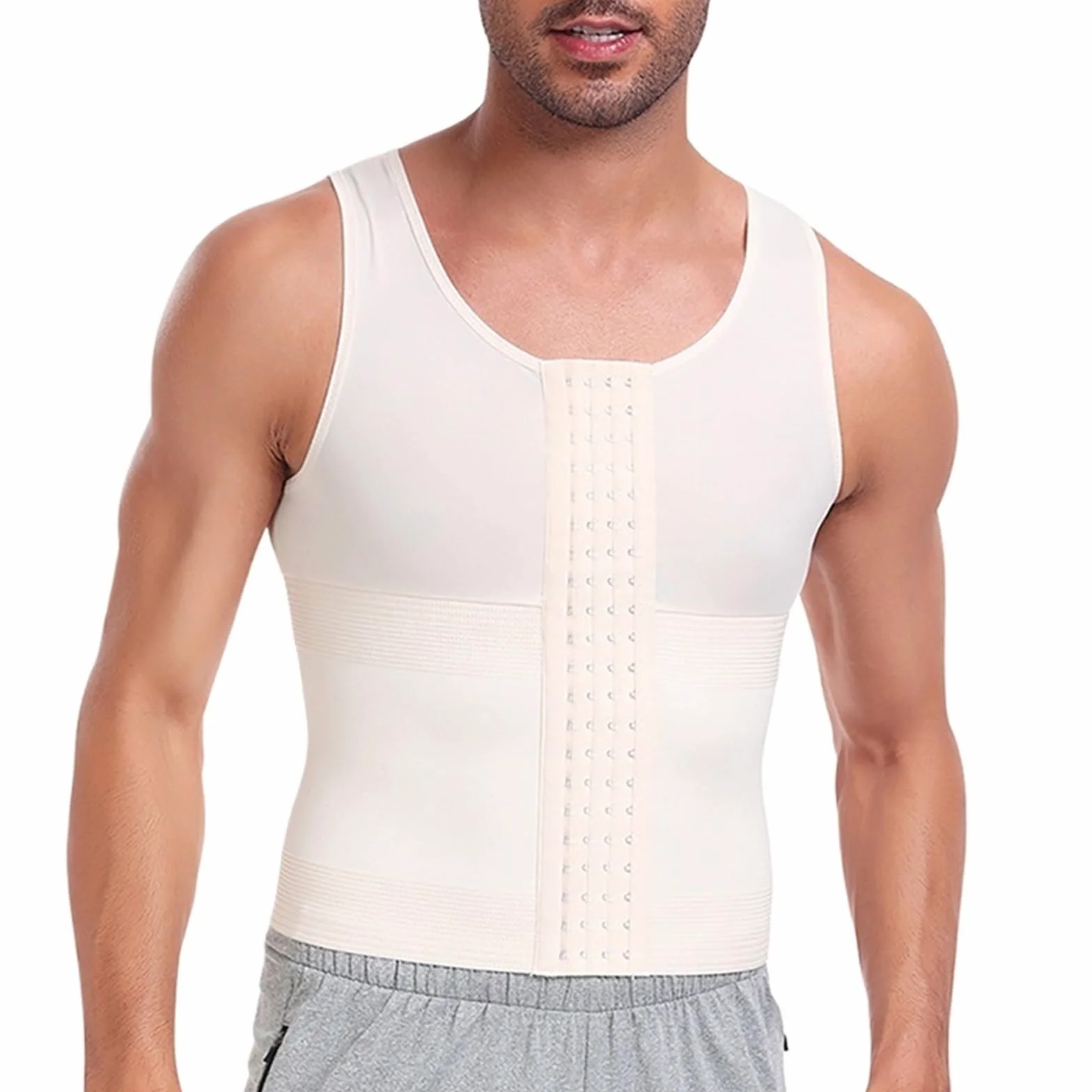 Prendas Moldeadoras Hombre Camiseta sin Mangas Moldeadora de Cintura con Control Abdomen y 4 Filas Ganchos for Hombre. Camisetas compresión for moldear el Cuerpo. Faja Reductora