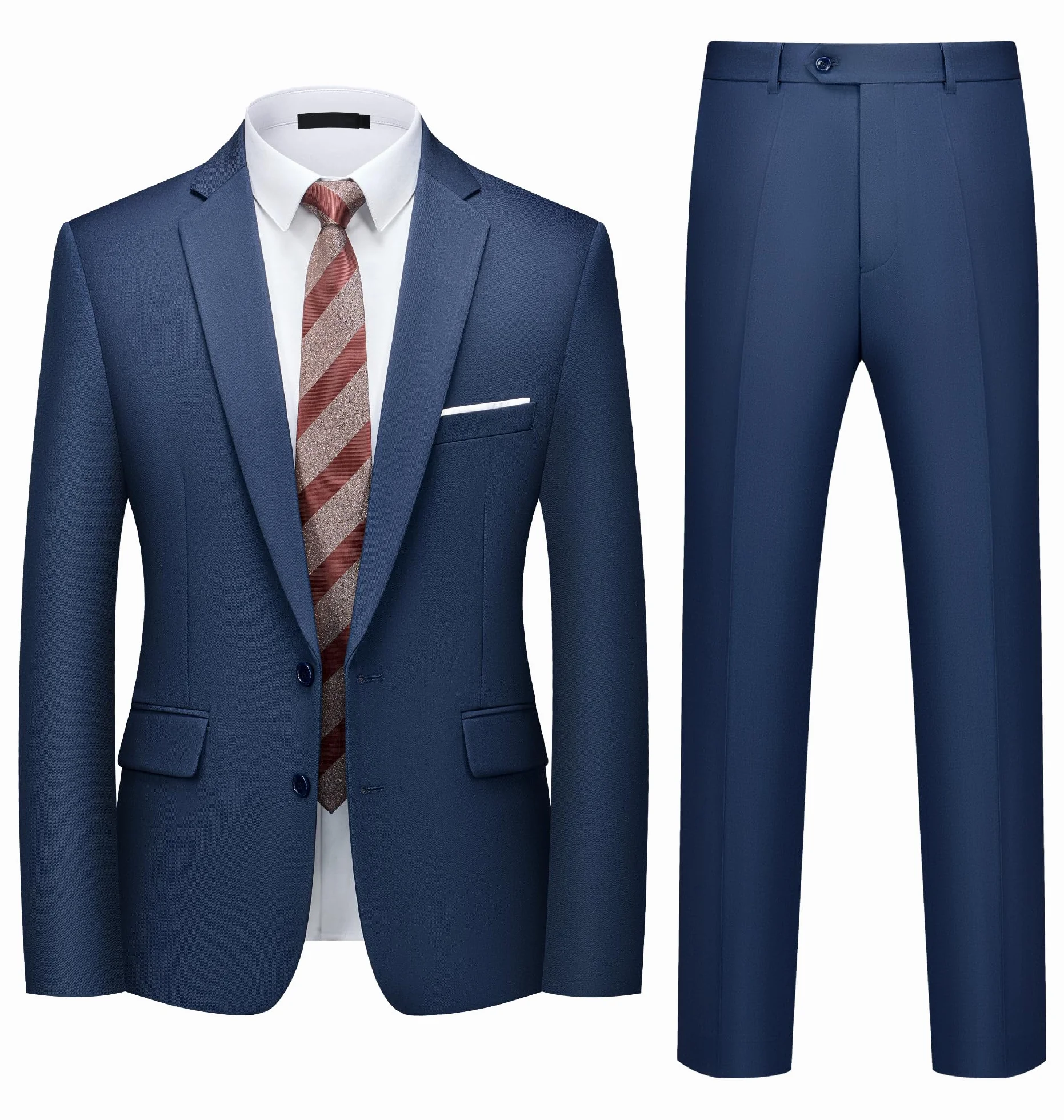 Traje Hombre 2 Piezas Slim Fit Elegante 2 Botones Chaqueta Pantalón Formal Business Oficina Boda