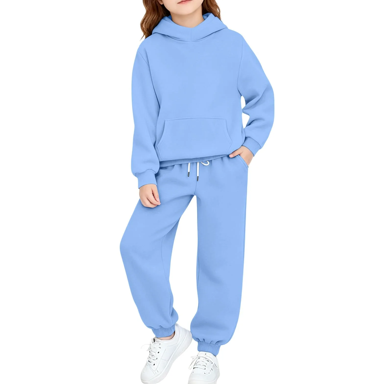 LUCKME Chandal Niño Niña,Conjunto de Sudadera con Capucha y Pantalón Jogger | Ropa Deportiva 2 Piezas Otoño e Invierno, Sudadera Manga Larga y Pantalones con Bolsillos, Chándal Infantil 4-15 años