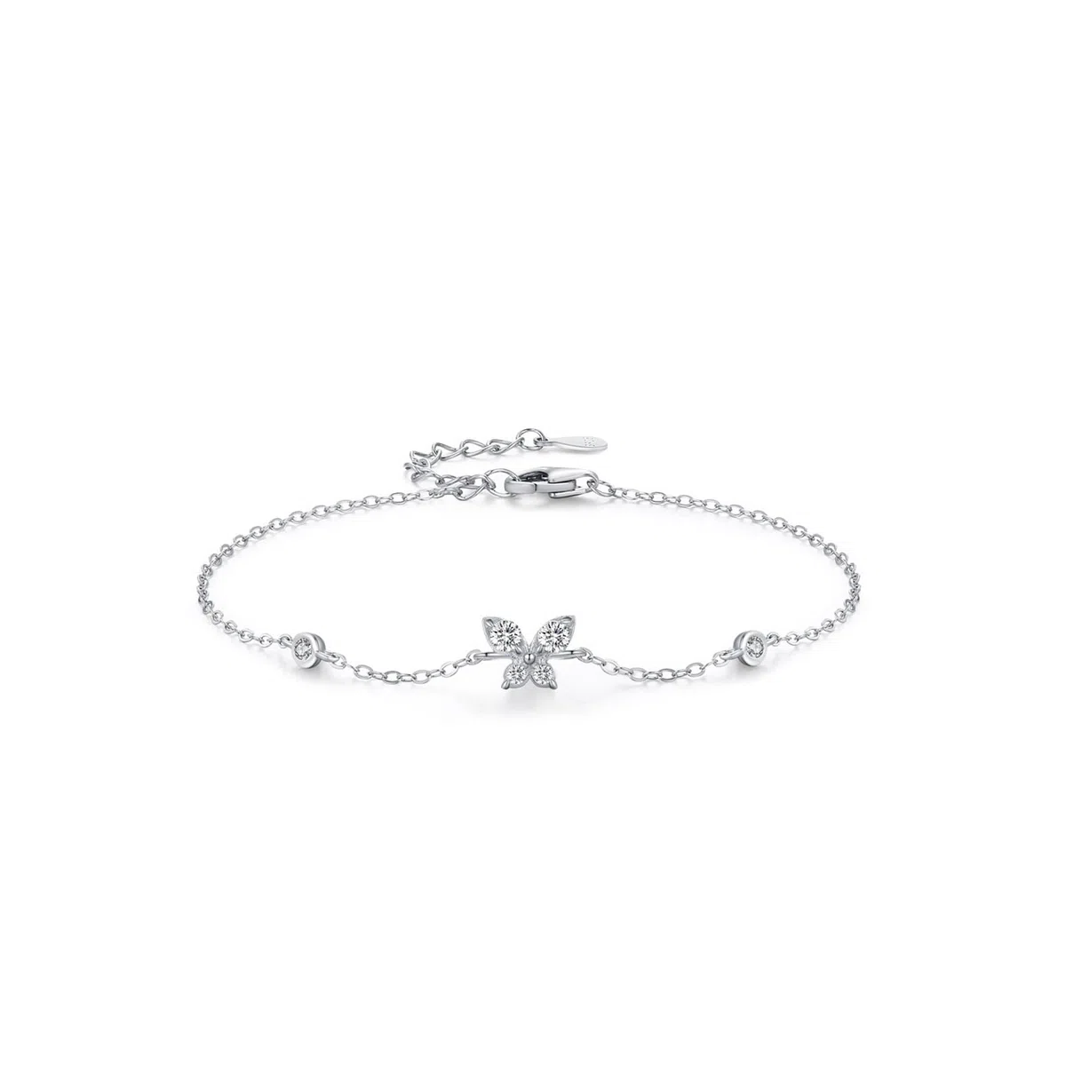 Pulseras de oro amarillo 750 de 18 quilates para mujer, cadena de mariposa con diamante auténtico, brazalete de platino 950