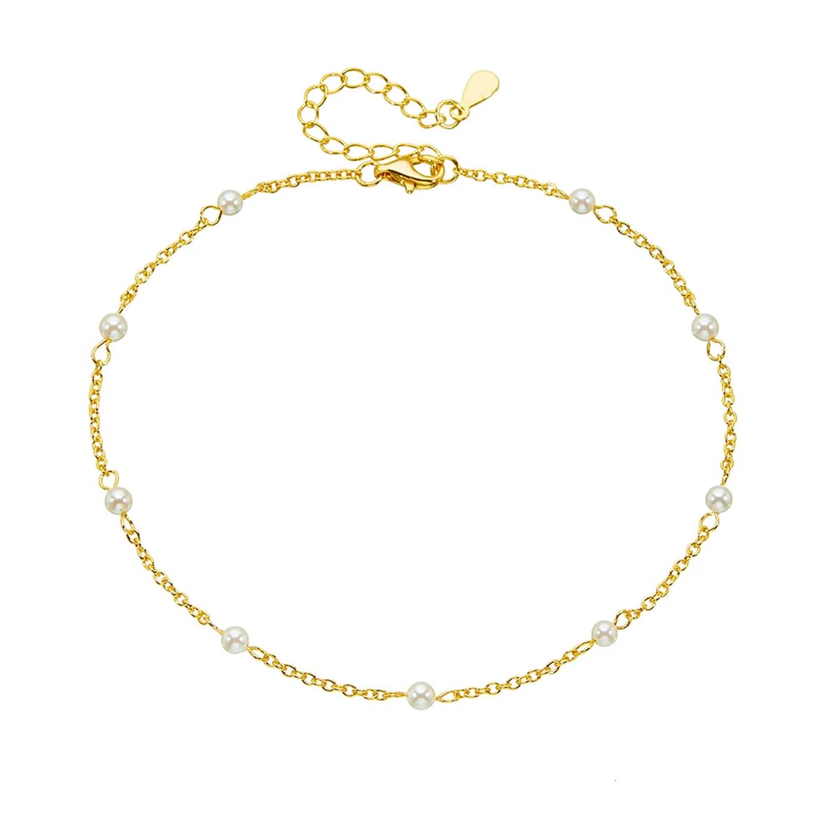 Tobillera de oro para mujer de 18 quilates, sin perlas de piedras preciosas, delicada para ella, oro amarillo de 9/14/18 quilates