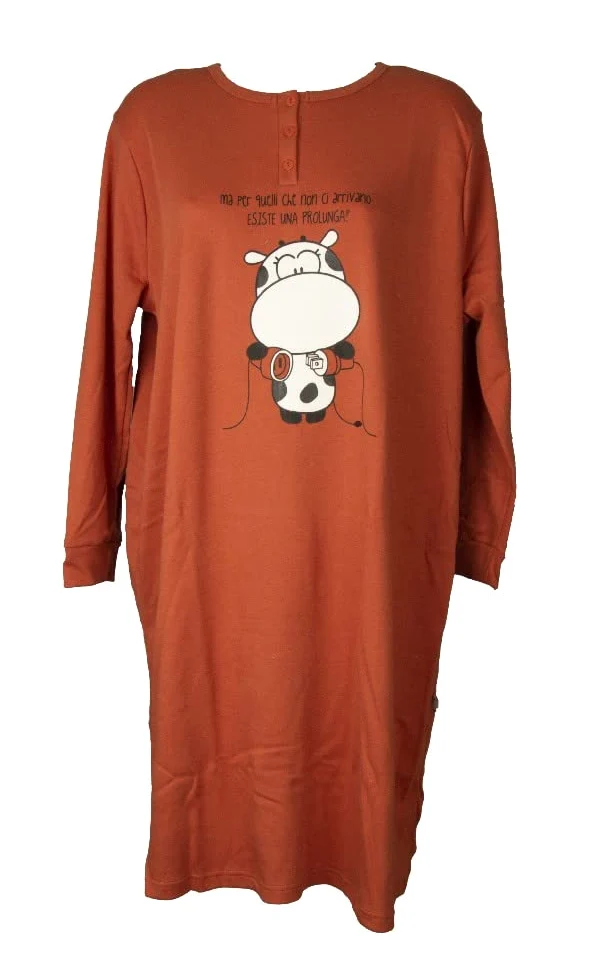 CRAZY FARM camisón de Mujer sobre Talla grande algodón Interlock Invierno Cuello tunecino artículo 15787, 2487 Prolunga Orange, XXL