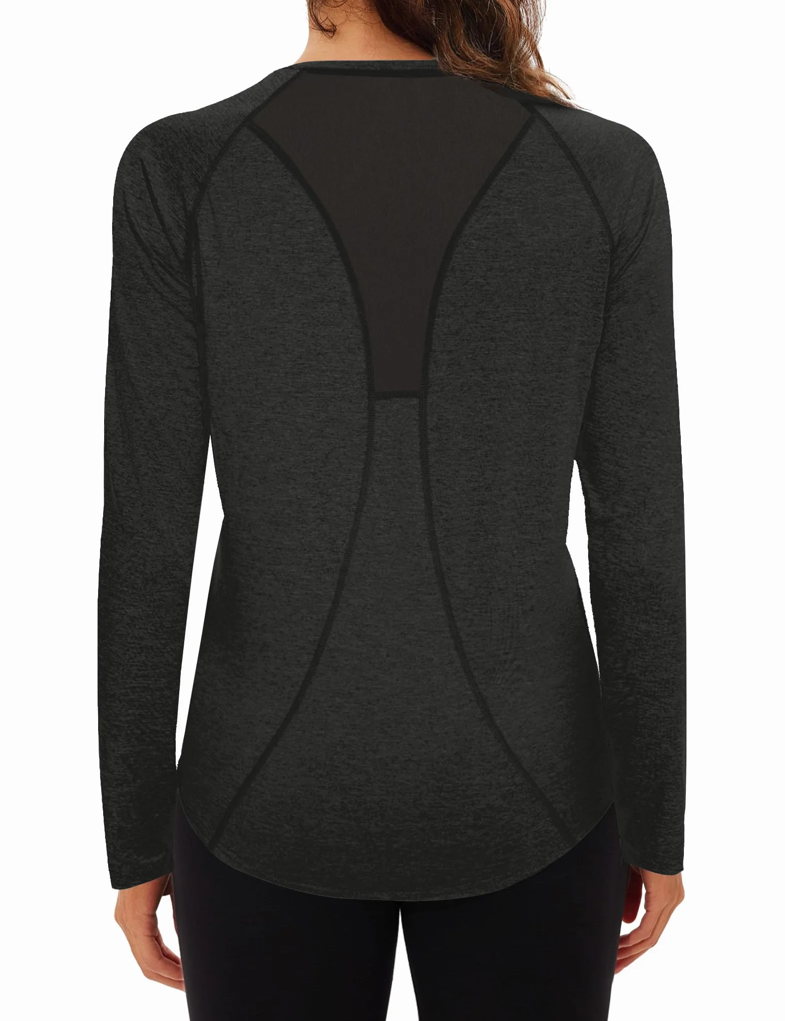 Camiseta Deportivo Mujer Manga Larga Secado Rápido Malla Yoga Fitness Top Ropa Deportiva