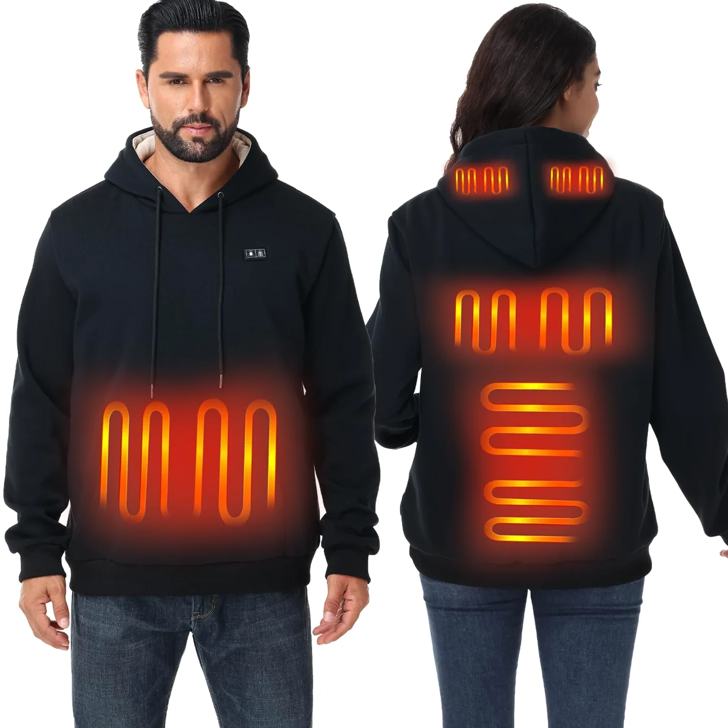 Loowoko Sudadera con capucha calefactable unisex con power bank 10.000 mAh – 3 niveles de temperatura + 6 zonas de calor – Lavable – Para trabajo exterior, moto, paseos