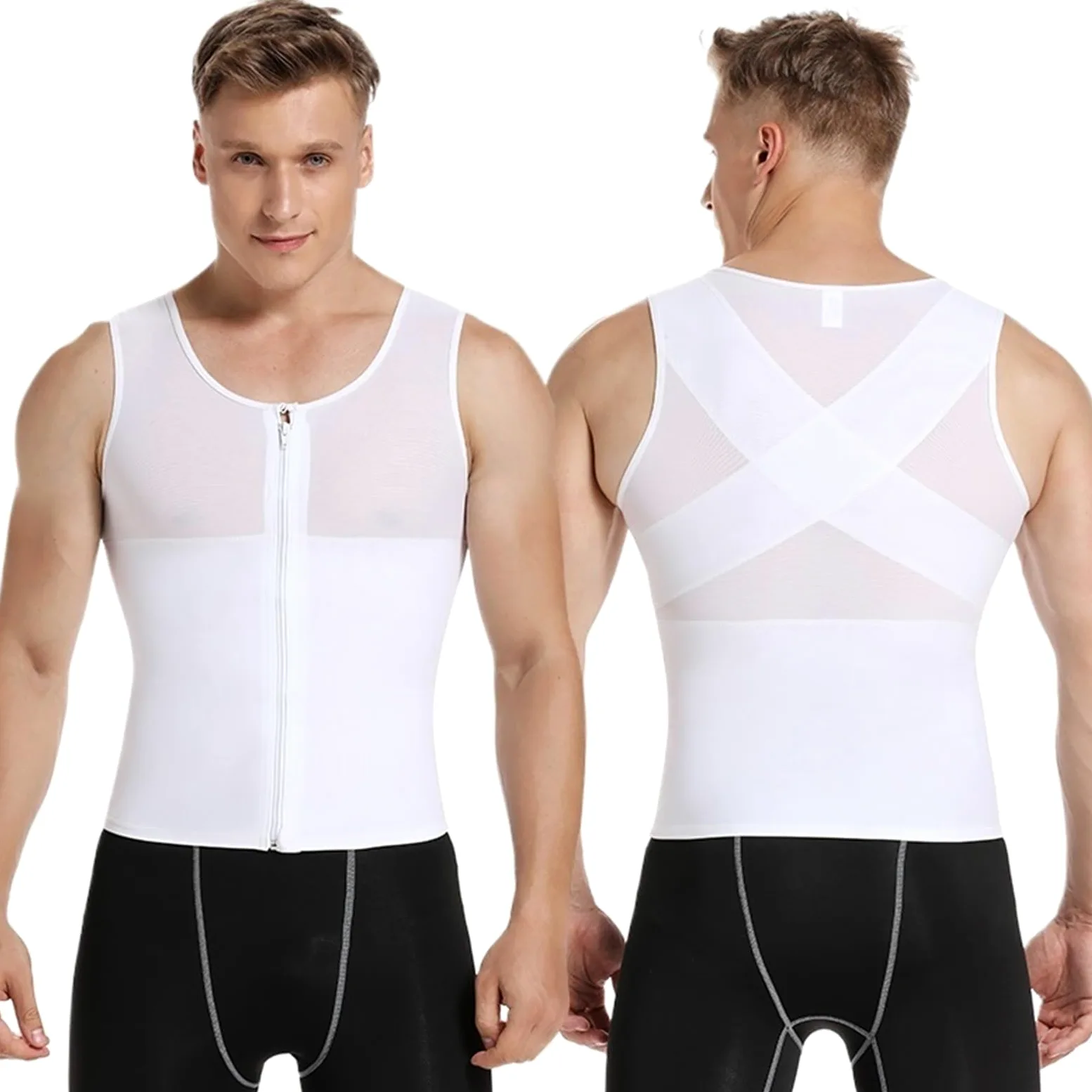 Prendas Moldeadoras Hombre Camiseta Moldeadora de compresión for Hombre, Control Abdomen, Faja Reductora, Camiseta sin Mangas, for Reducir la ginecomastia