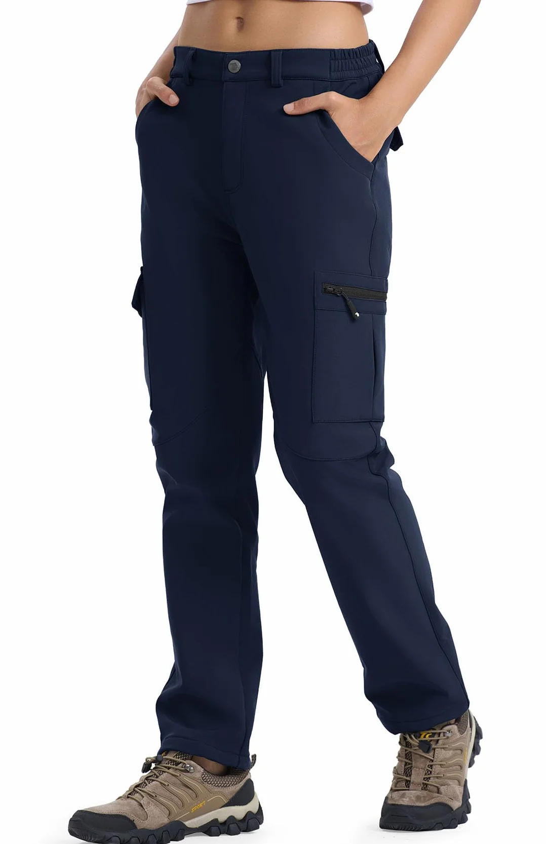 YSENTO Pantalones de senderismo impermeables para mujer, pantalones de softshell, pantalones de esquí de invierno, pantalones de snowboard forrados, pantalones de trekking, pantalones funcionales