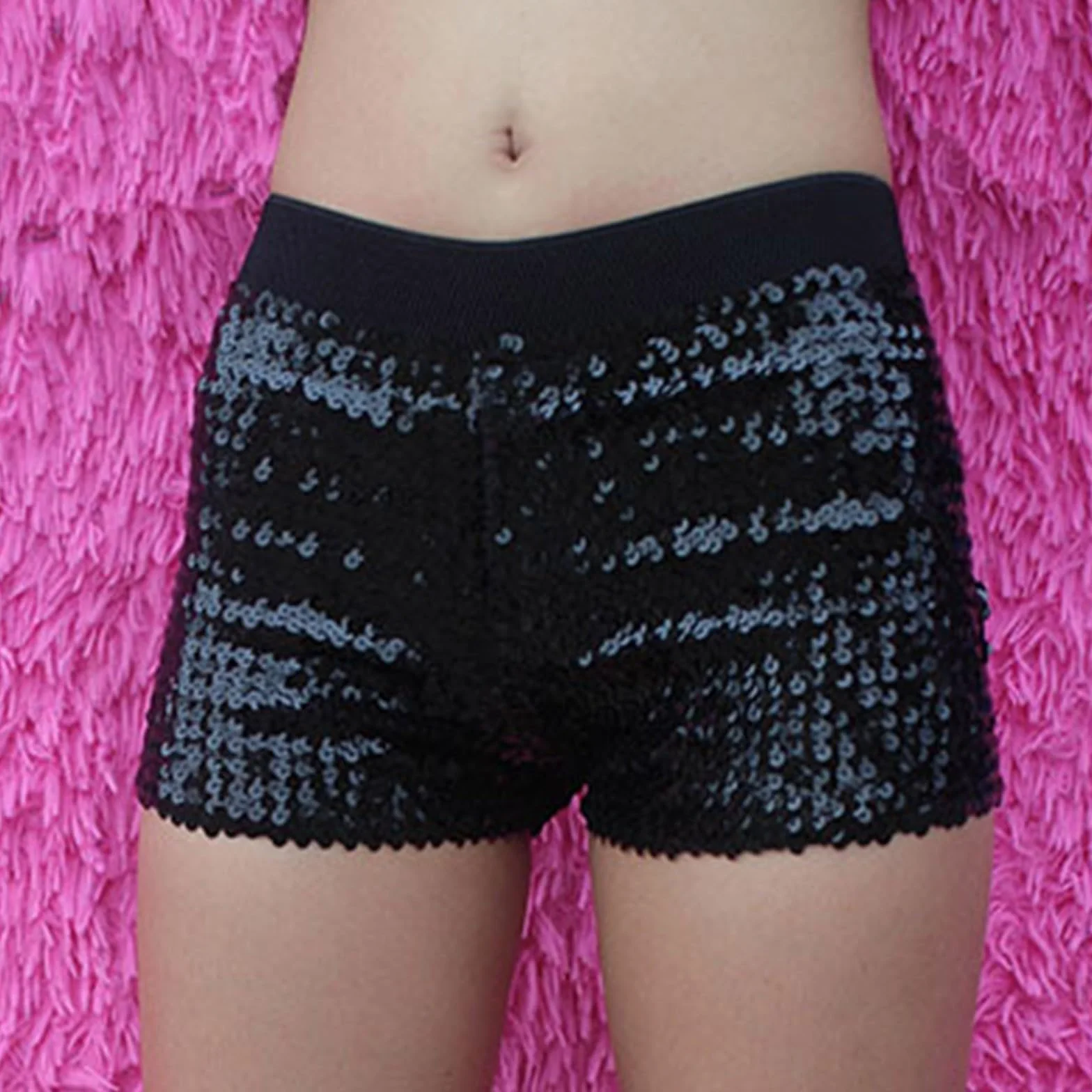 Pantalones cortos de lentejuelas brillantes para mujer, elásticos, para bailar, jazz, fiestas