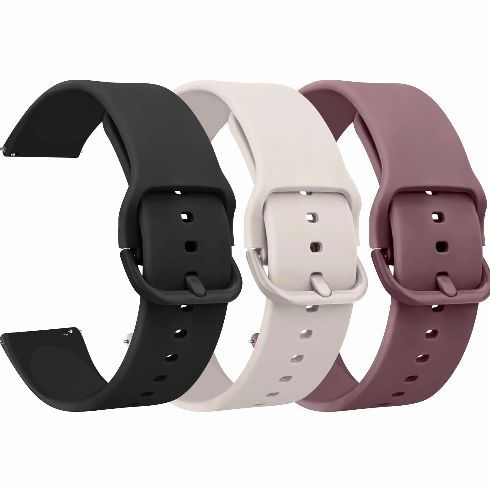 Meliya 3PACK Correas para 22mm Reloj Silicona de Liberación Rápida para Hombre y Mujer,Nuevo Suave Silicona Ajustable Pulseras de Repuesto para 22mm Reloj(Negro/Starlight/Púrpura1)