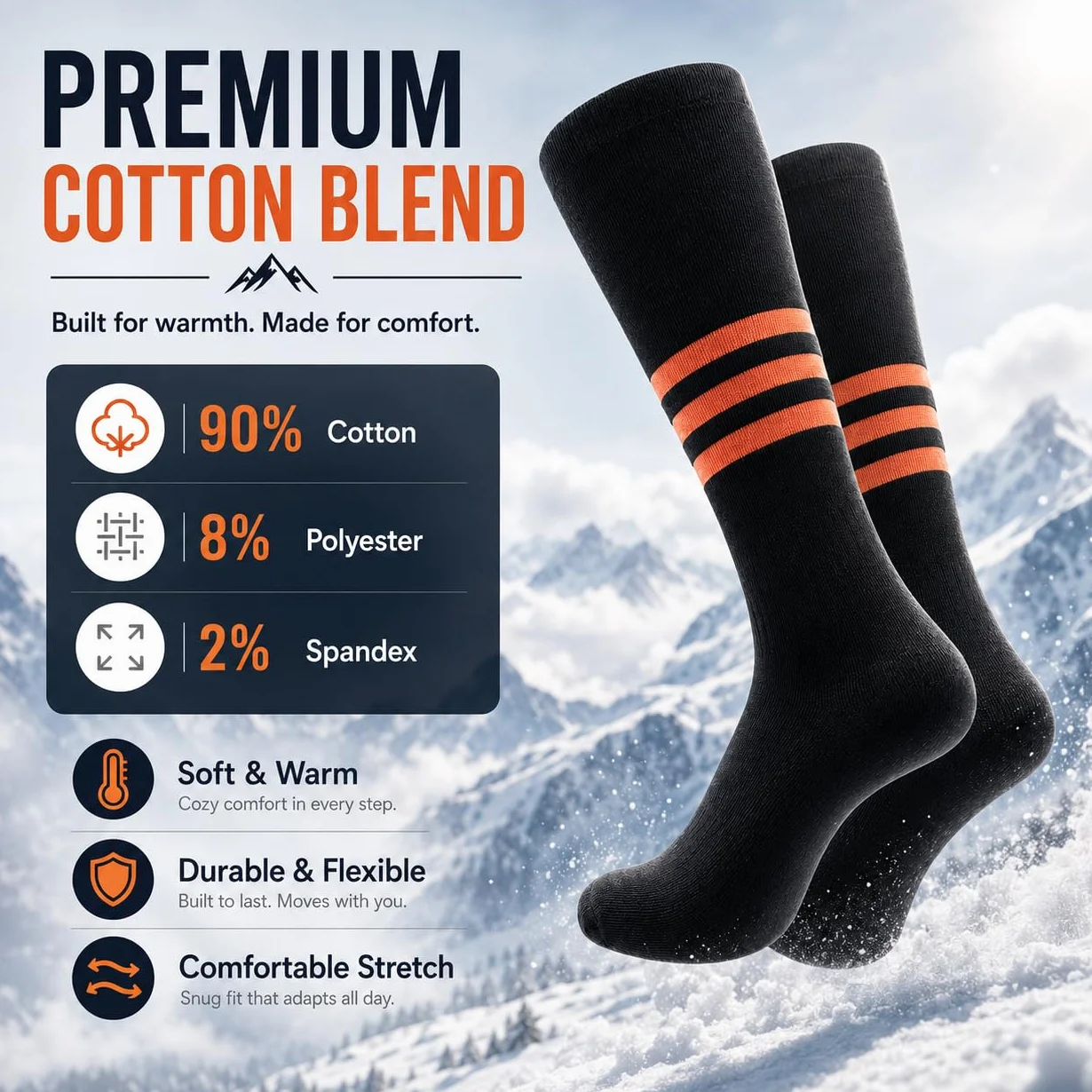 Calcetines de esquí térmicos hasta la rodilla, calcetines cálidos para snowboard, senderismo, caza y clima frío, para mujer y hombre
