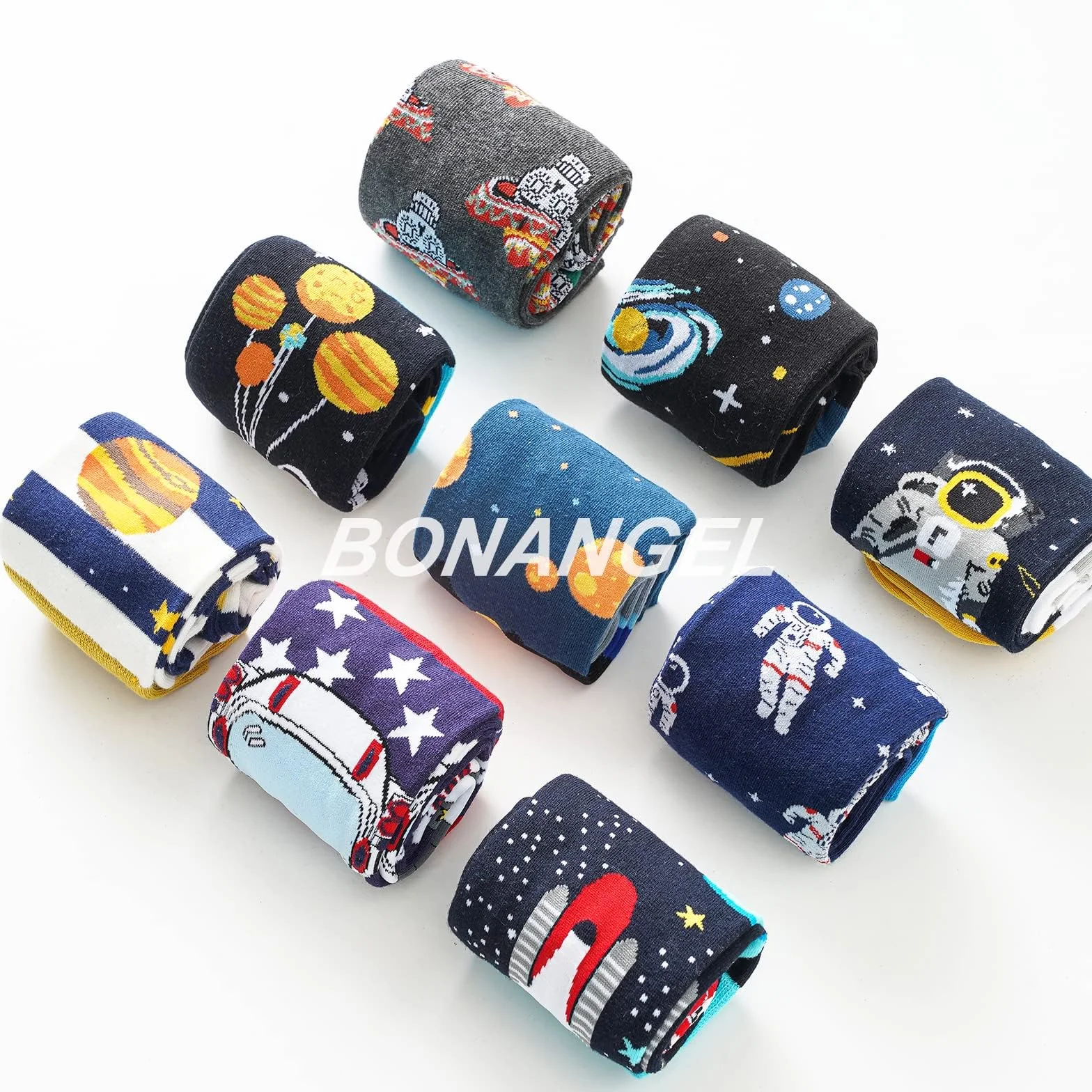 BONANGEL Calcetines Funky para Hombre, Calcetines Navideños, Divertidos y Coloridos Calcetines de Vestir de Algodón Loco, Regalo para Hombres Papá Novio