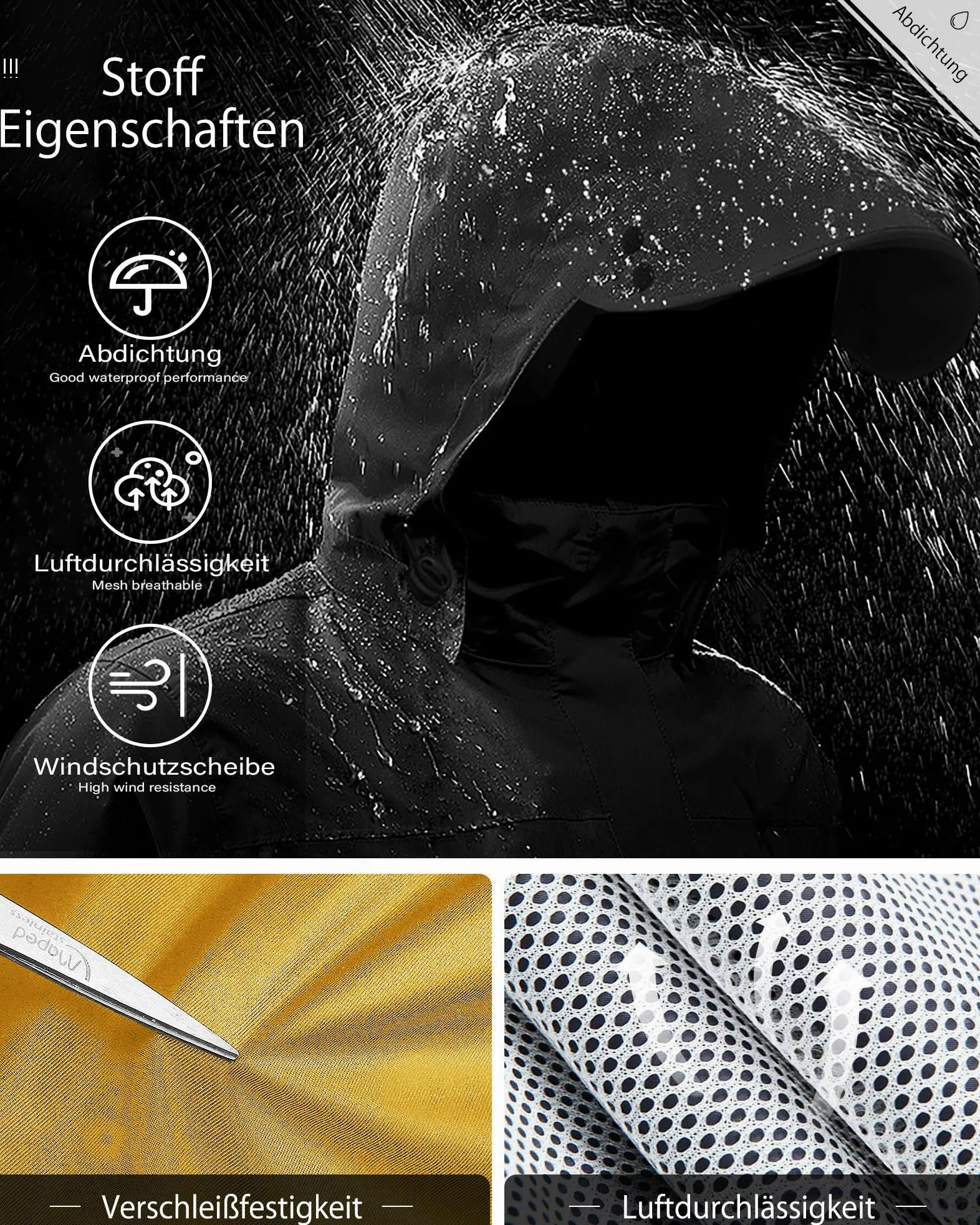 Coutyuyi Traje de lluvia para hombre y mujer, traje reflectante 100% impermeable, impermeable al aire libre, chubasquero a prueba de viento