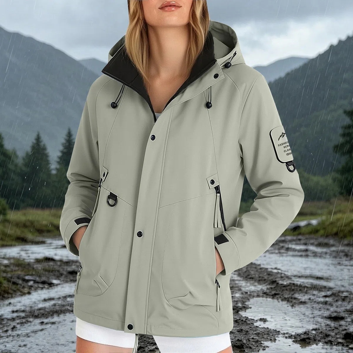 Chubasquero para mujer, resistente al agua, cortavientos, fina, chaqueta cortavientos para mujer, chaqueta fina para mujer, chaqueta de entretiempo con capucha, chaqueta de otoño, chaqueta deportiva