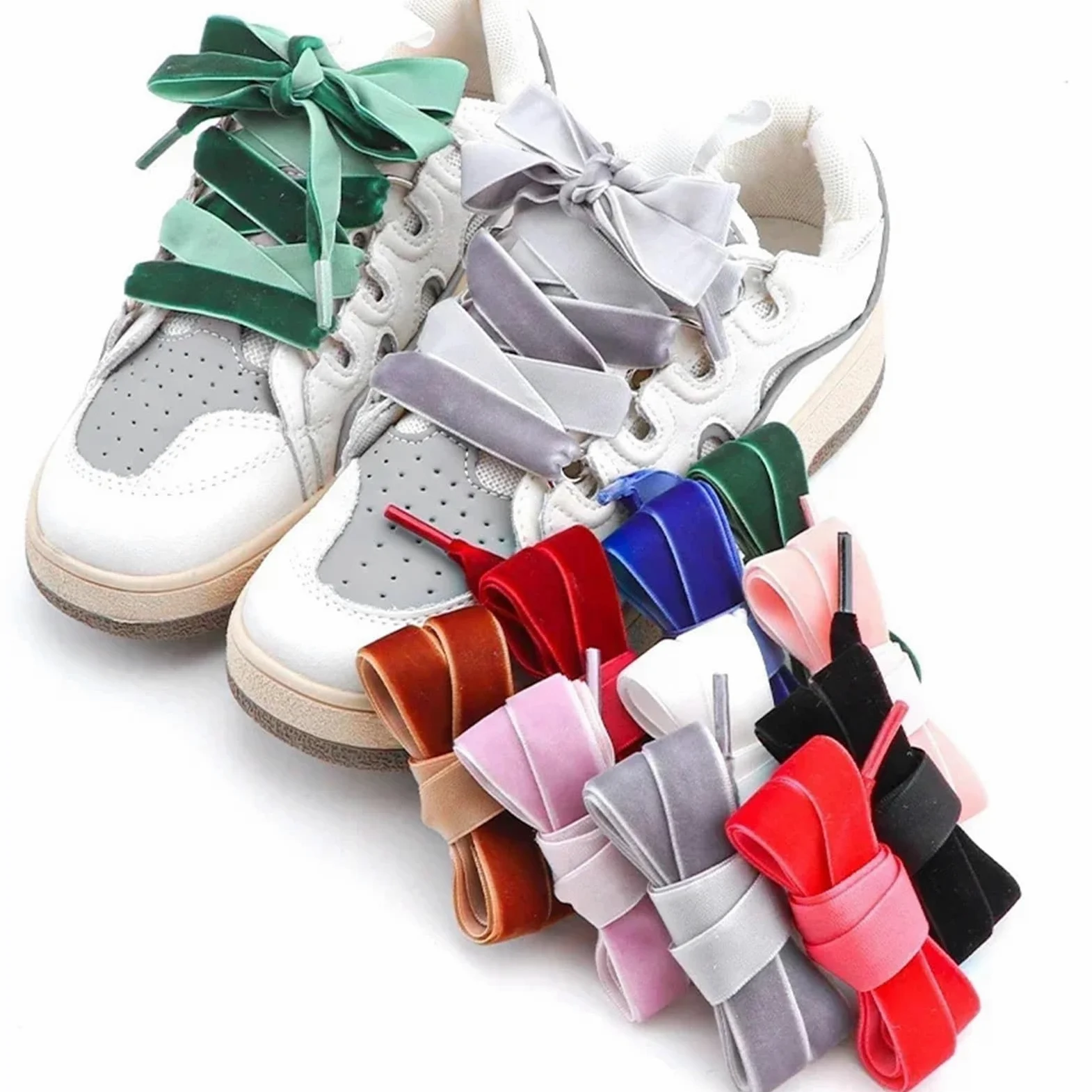 5 pares de cordones planos hilo nieve, cinta seda satinada, for zapatillas deportivas mujer Para Zapatos Casuales