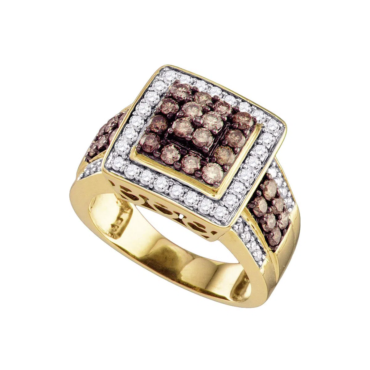 DazzlingRock Collection 10 quilates oro amarillo redonda Brown Diamond