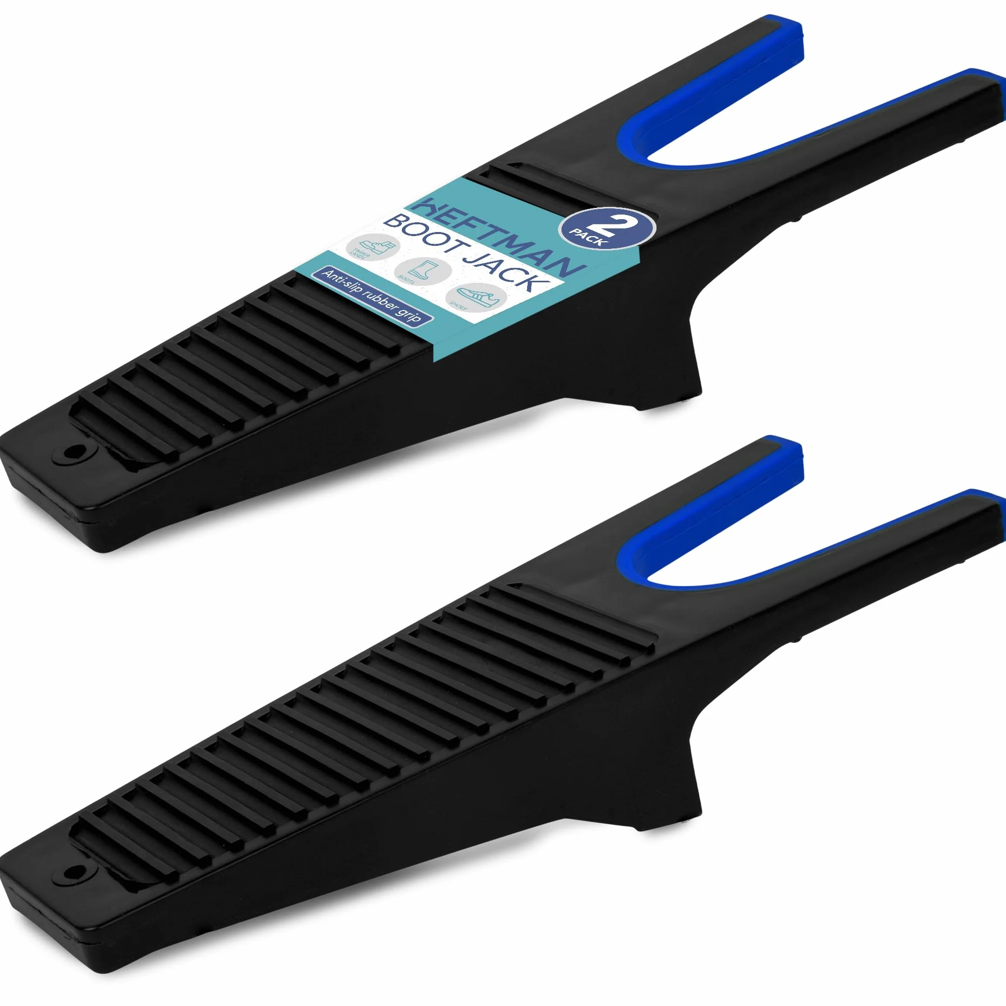 HEFTMAN Boot Jack - 2 removedores de botas de agua resistentes, negro/azul, Talla única
