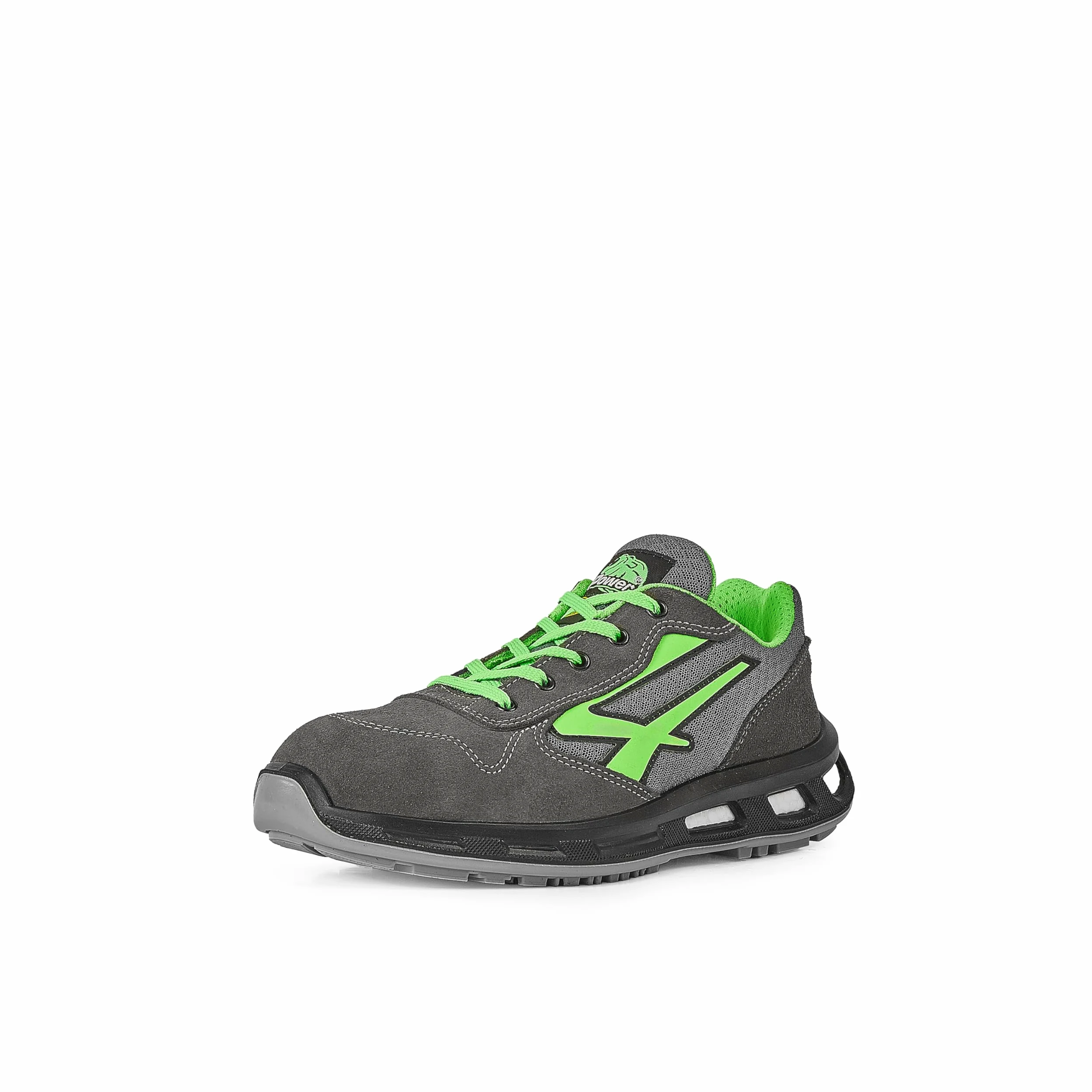 U-Power Red Lion Point, zapatos de seguridad unisex, ligeros, flexibles, de cuero antipinchazos, con inserto Infinergy, con puntera de aluminio - Grey & Green 45