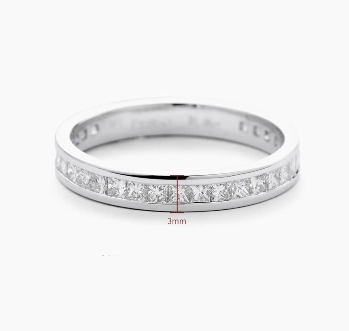 Juego de anillos de plata, anillos de aniversario para mujer con diamantes creados en laboratorio en forma de princesa, oro blanco