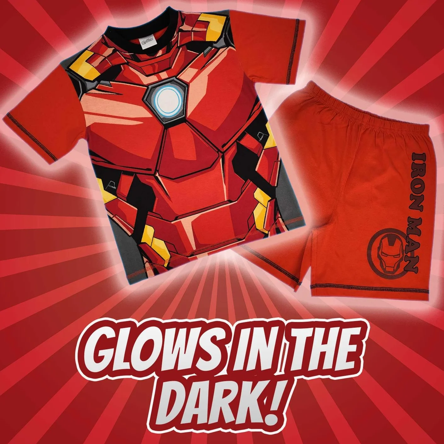 Marvel Pijama Corto Ironman Avengers Brilla en la Oscuridad