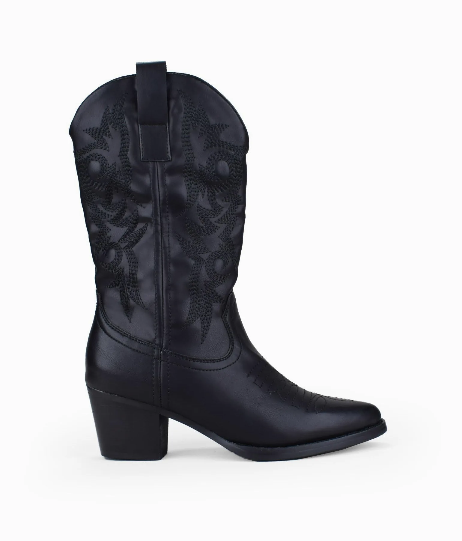 BOSANOVA Bota Estilo Cowboy con Detalle de Costuras Decorativas a Tono en la caña, tacón de 5'5 cm y Cierre con Cremallera Lateral. Calzado para Mujer