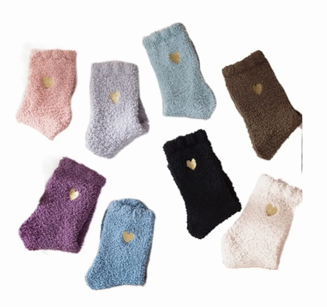 Calcetines Termicos 8 Pares De Calcetines Para Mujer Con Patrón De Corazón De Amor, Esponjosos, Súper Suaves, Cálidos, Gruesos, Acogedores Y Borrosos Calcetines Invierno