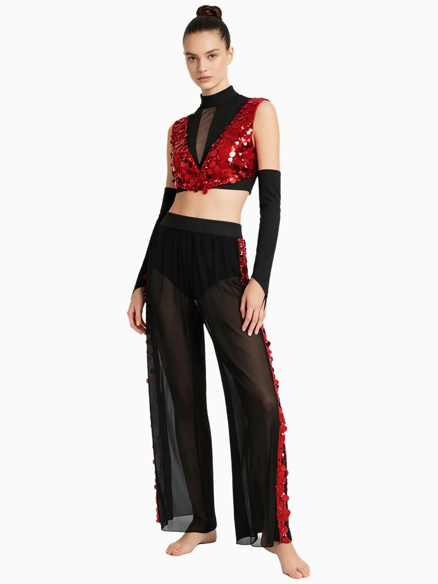 Disfraz de danza lírica para mujer, traje de dos piezas, parte superior de malla, traje de pantalón, traje de baile lírico, traje de actuación, baile de graduación